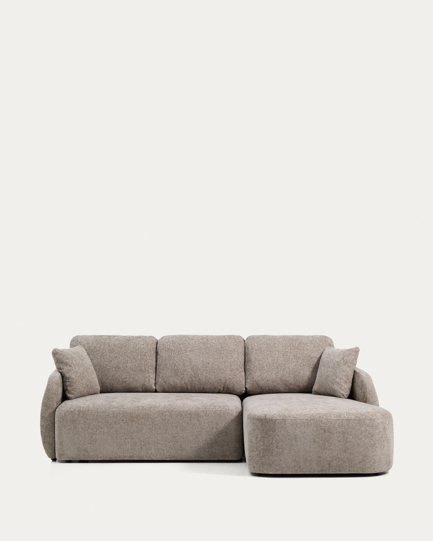 3-Sitzer-Bettsofa Laira in taupefarbener Chenille und Chaiselongue rechts, 246 cm, FSC Mix Credit in Taupe präsentiert im Onlineshop von KAQTU Design AG. Bettsofa ist von Kave Home