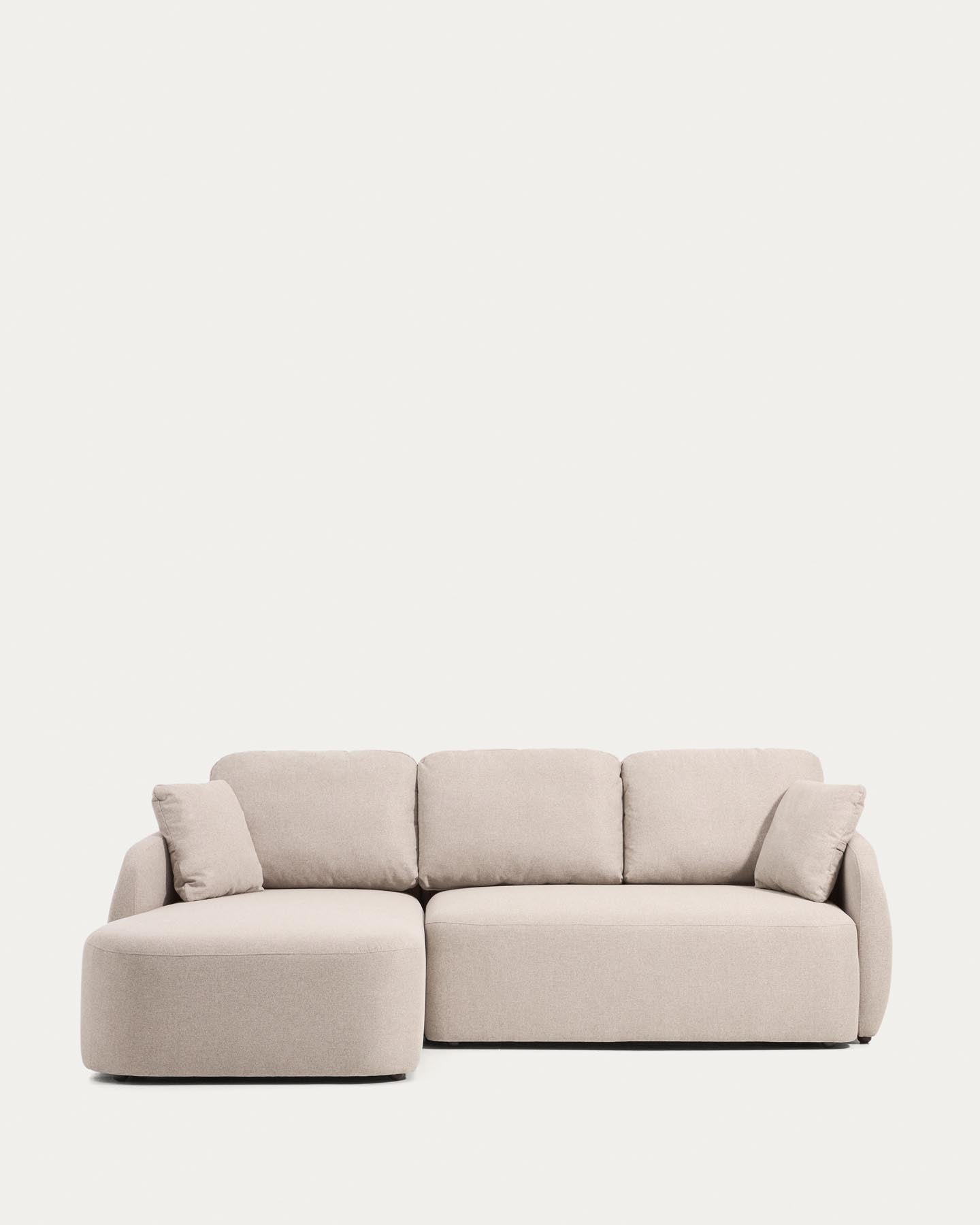 3-Sitzer-Bettsofa Laira in beiger Chenille und Chaiselongue links, 246 cm, FSC Mix Credit in Beige präsentiert im Onlineshop von KAQTU Design AG. Bettsofa ist von Kave Home