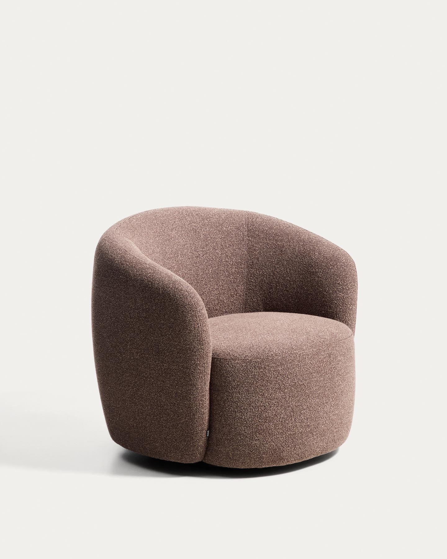 Drehsessel Odenia, schwer entflammbar mit braunem Micro-Bouclé in Dunkelbraun präsentiert im Onlineshop von KAQTU Design AG. Drehsessel ist von Kave Home