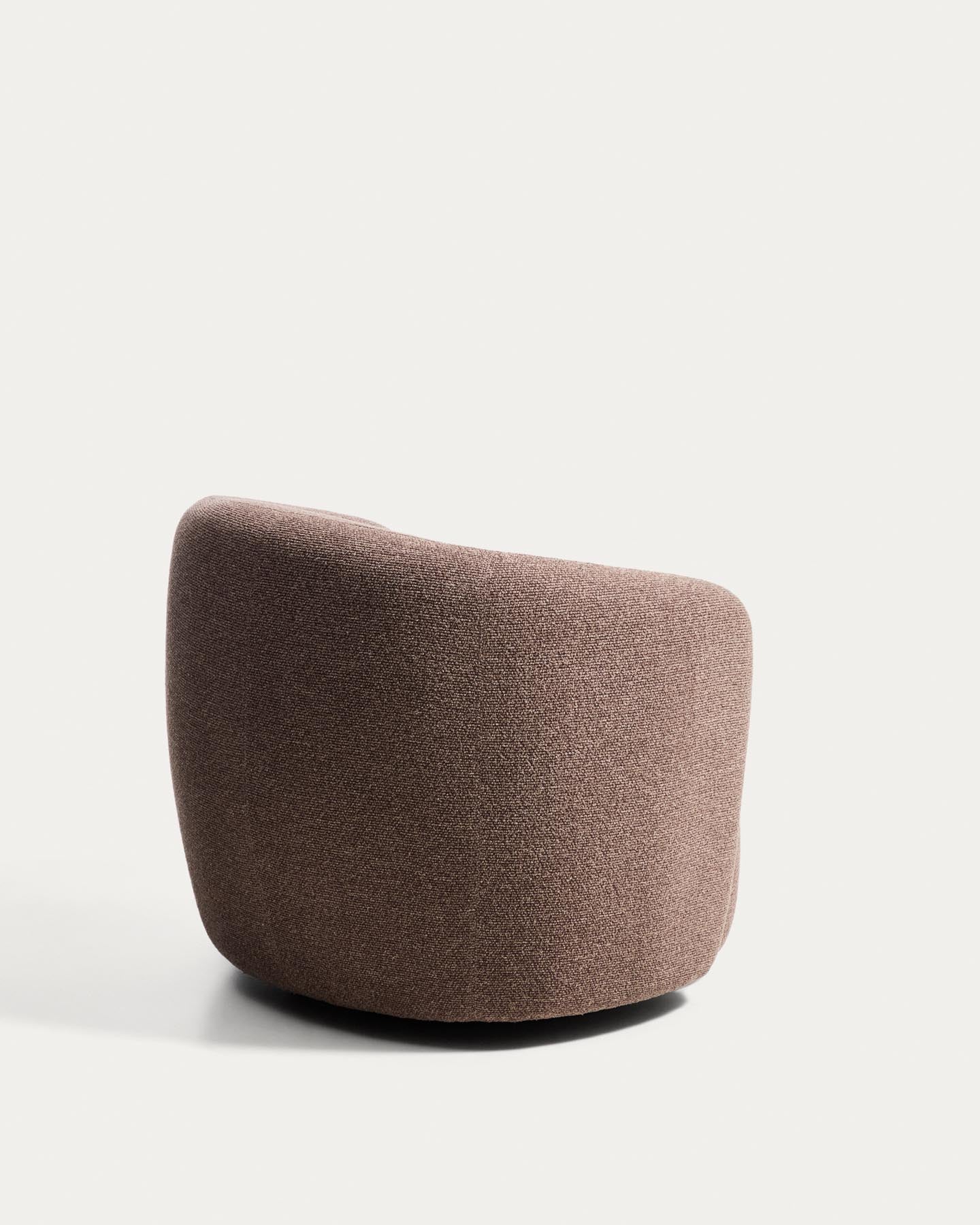 Drehsessel Odenia, schwer entflammbar mit braunem Micro-Bouclé in Dunkelbraun präsentiert im Onlineshop von KAQTU Design AG. Drehsessel ist von Kave Home