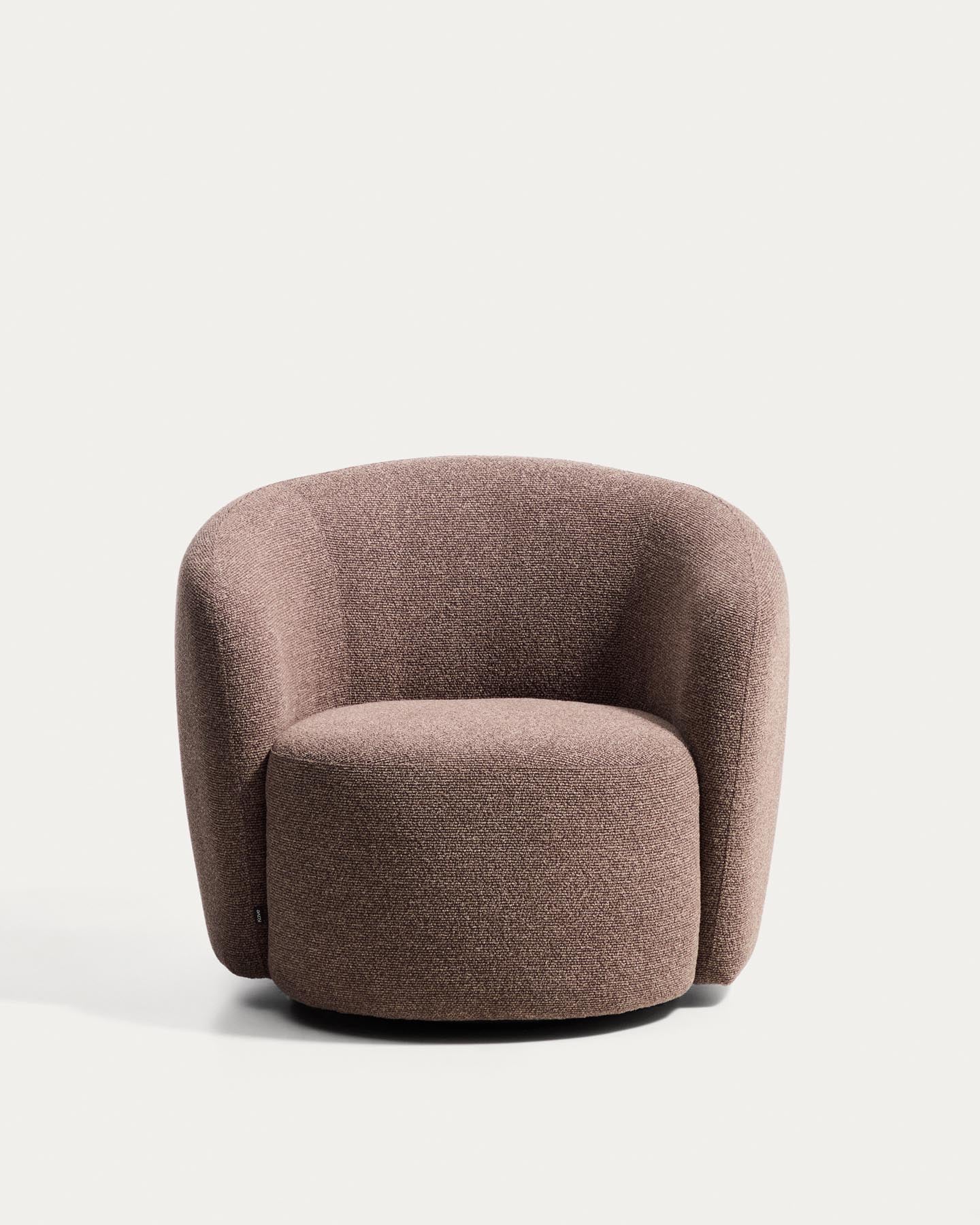 Drehsessel Odenia, schwer entflammbar mit braunem Micro-Bouclé in Dunkelbraun präsentiert im Onlineshop von KAQTU Design AG. Drehsessel ist von Kave Home