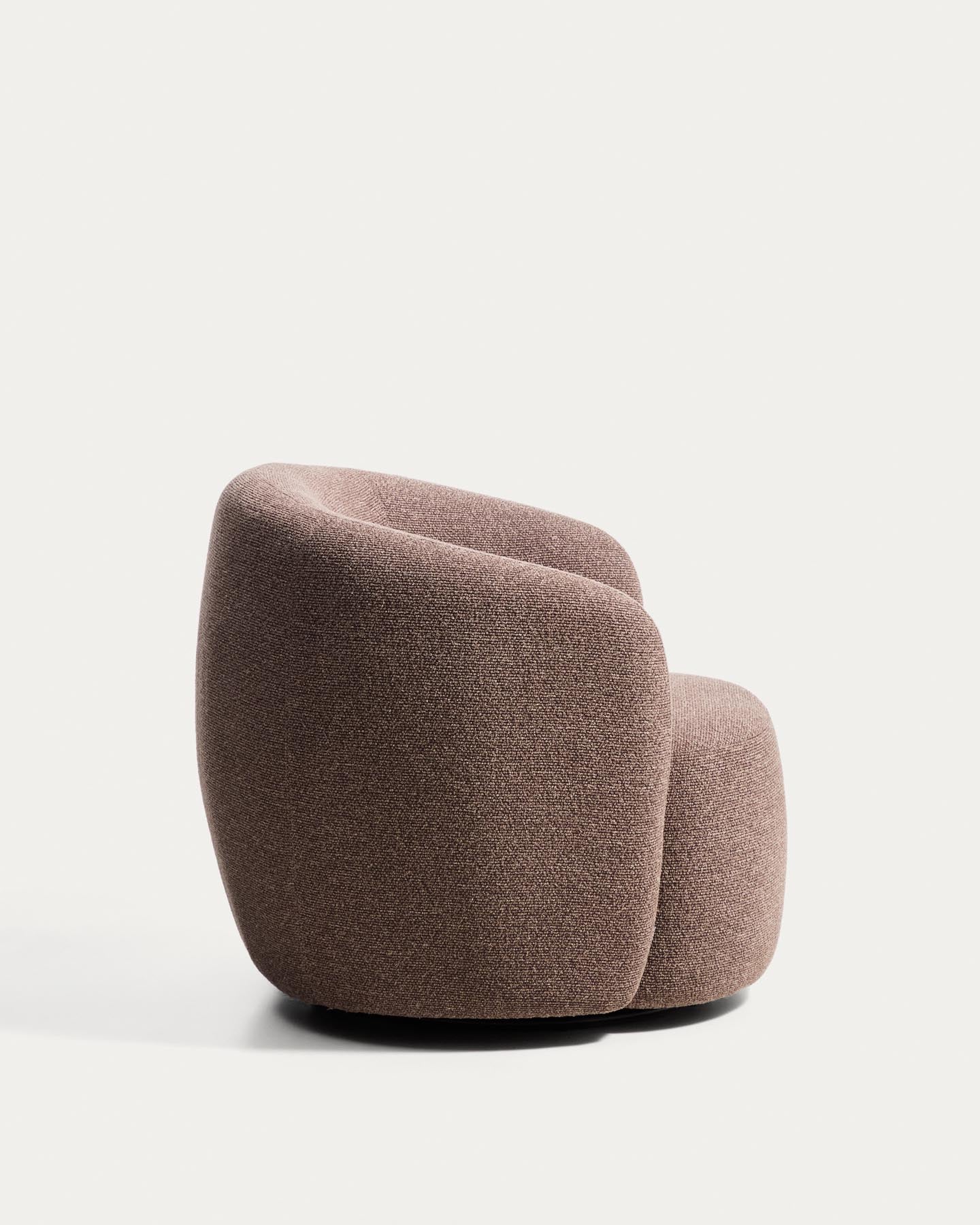 Drehsessel Odenia mit braunem Micro-Bouclé in Dunkelbraun präsentiert im Onlineshop von KAQTU Design AG. Drehsessel ist von Kave Home