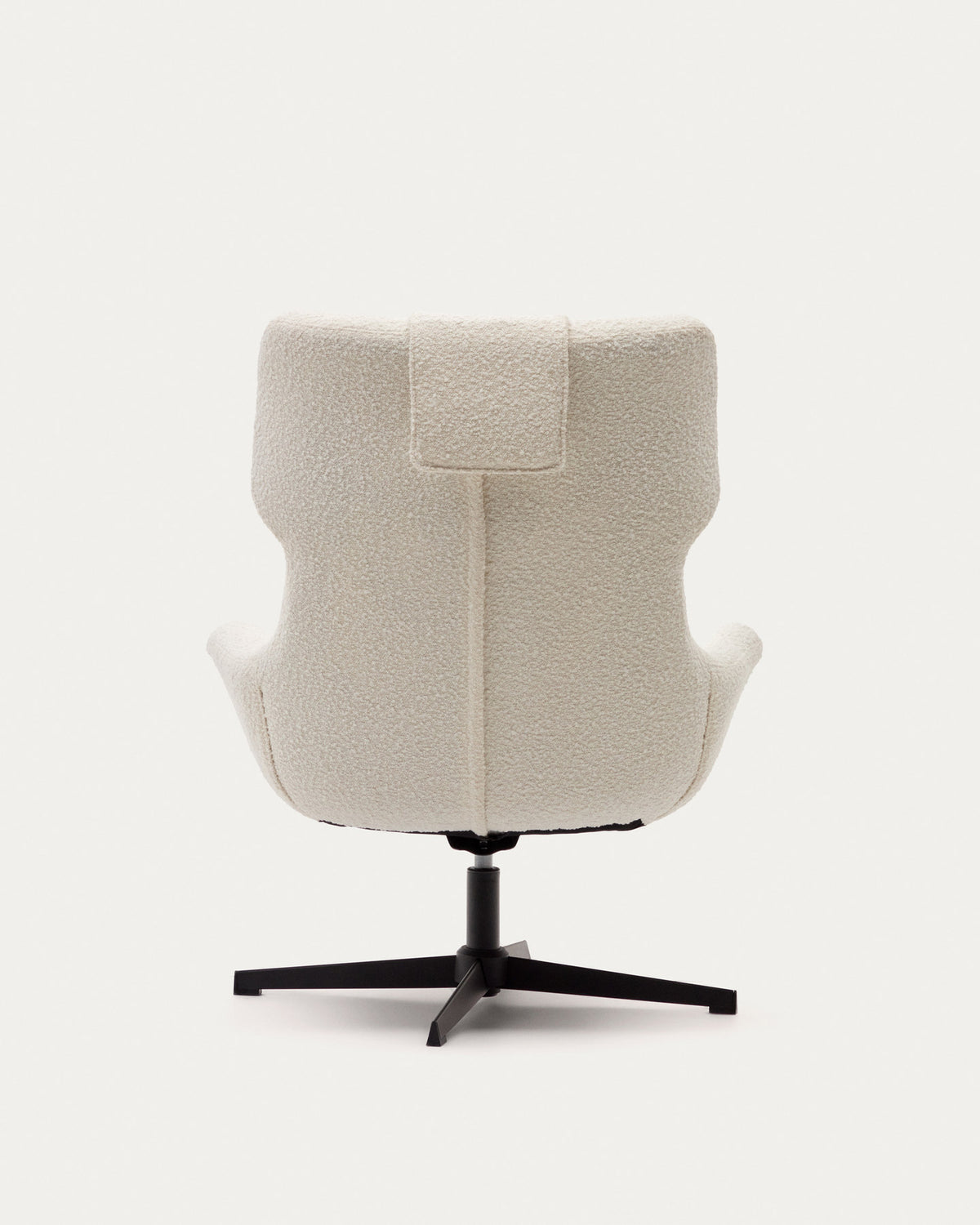 Zalina Drehsessel aus weissem Bouclé und Stahl mit schwarzem Finish FSC 100% in Weiss, Schwarz präsentiert im Onlineshop von KAQTU Design AG. Drehsessel ist von Kave Home