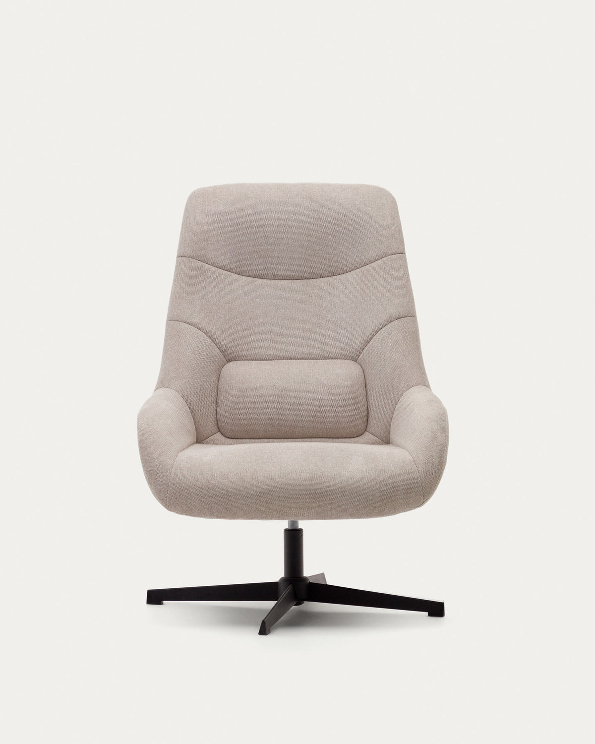 Celida Drehsessel aus beigefarbenem Chenille und Stahl mit schwarzem Finish FSC 100% in Beige, Schwarz präsentiert im Onlineshop von KAQTU Design AG. Drehsessel ist von Kave Home