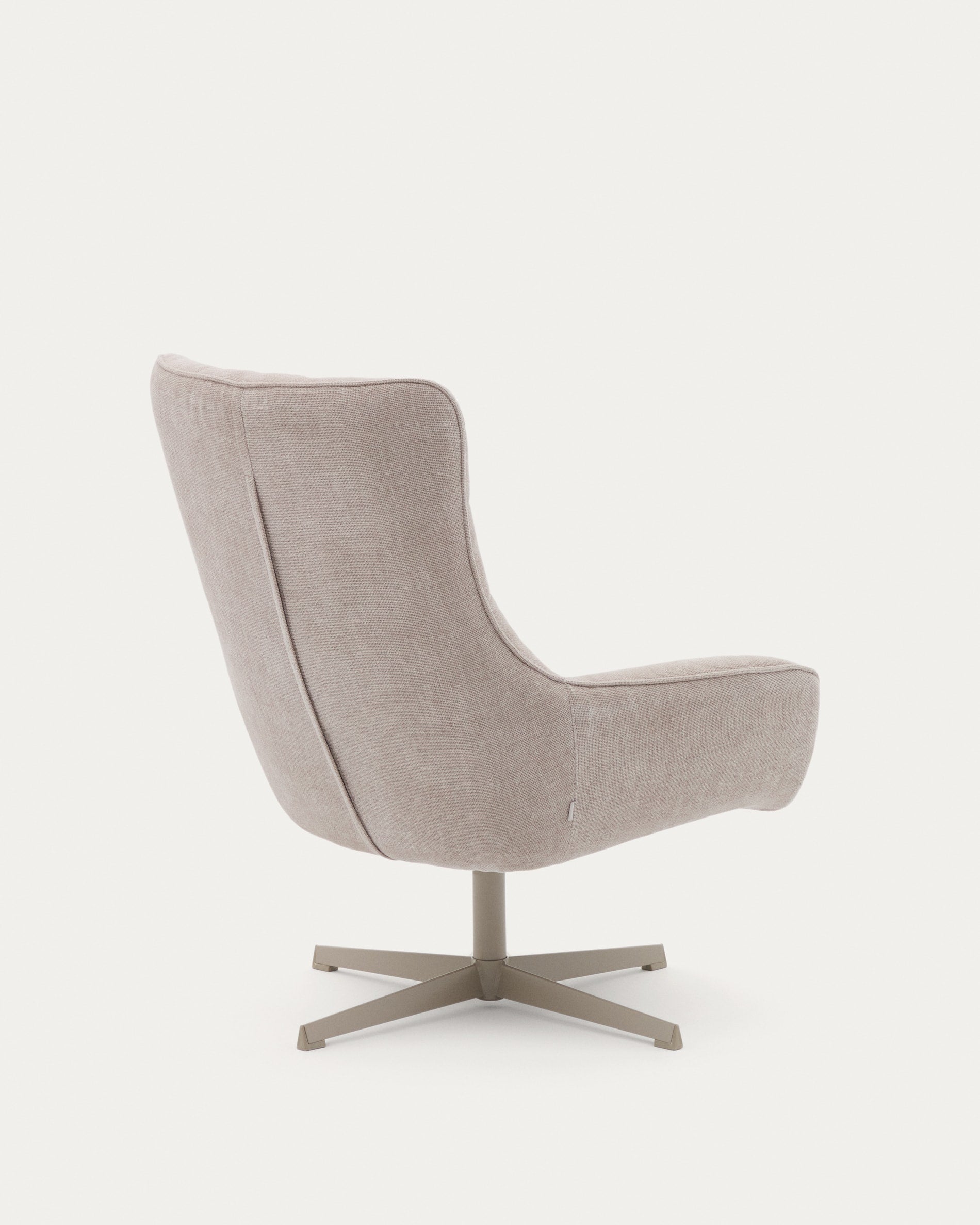 Eleganter Sessel Teryl aus beiger Chenille, grauem Metall, FSC-zertifiziert, modern und umweltfreundlich für stilvolle Wohnräume.