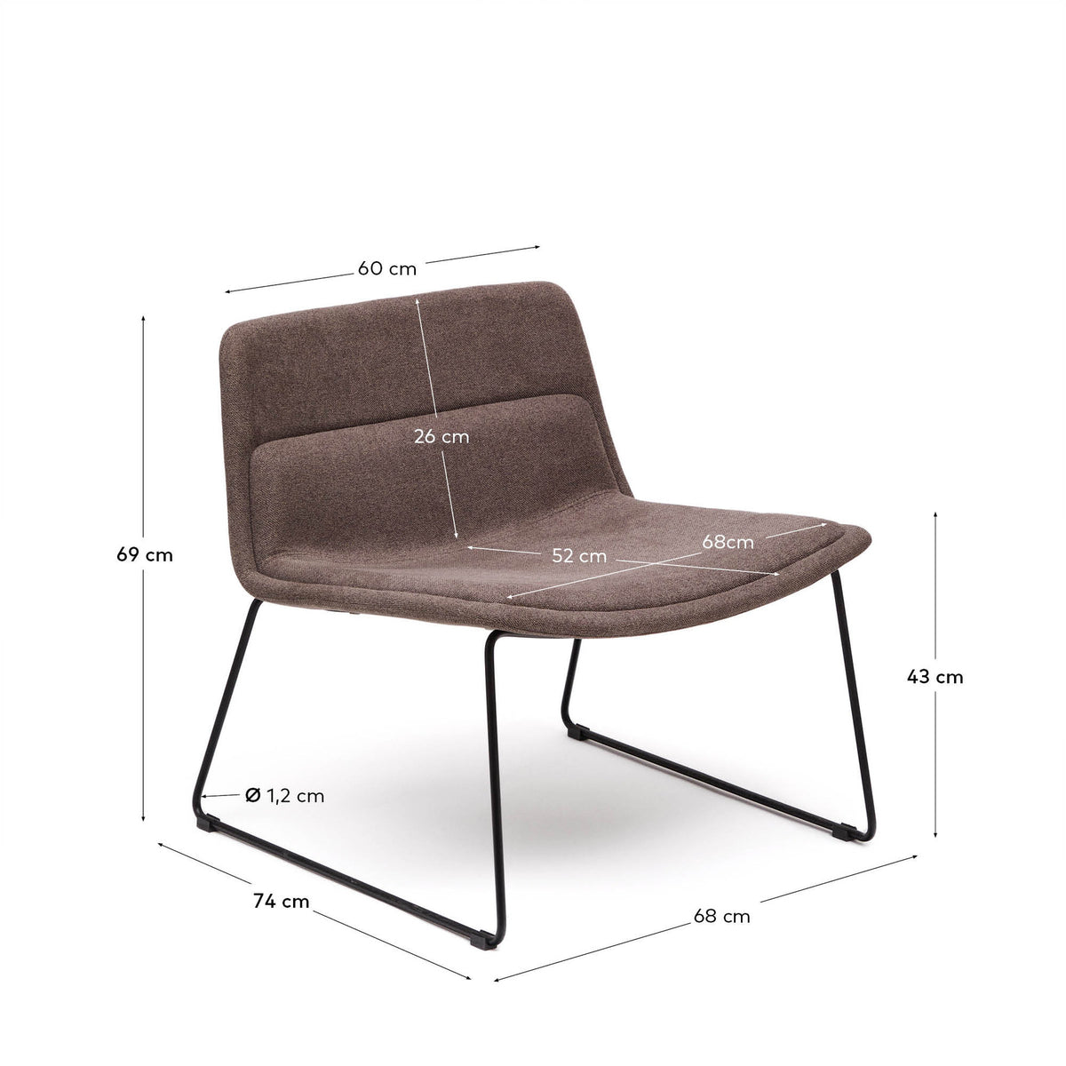 Sessel Zahara aus braunem Stahl mit schwarzem Finish FSC 100% in Hellbraun präsentiert im Onlineshop von KAQTU Design AG. Sessel ist von Kave Home