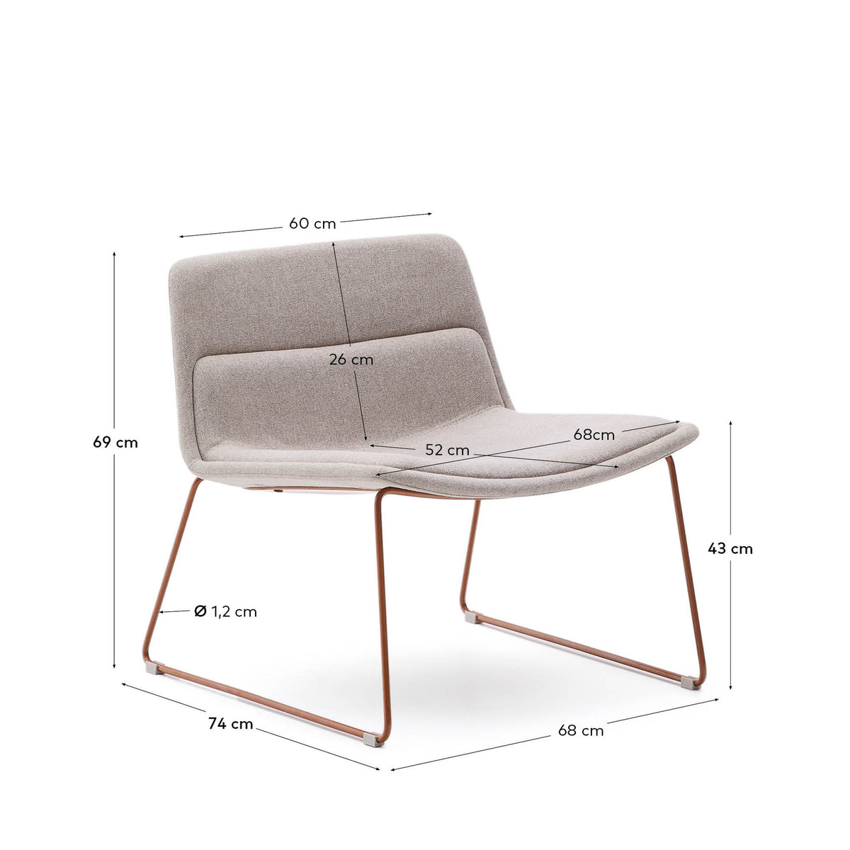 Sessel Zahara in Beige mit Stahlbeinen und Terrakotta-Finish FSC 100% in Beige präsentiert im Onlineshop von KAQTU Design AG. Sessel ist von Kave Home