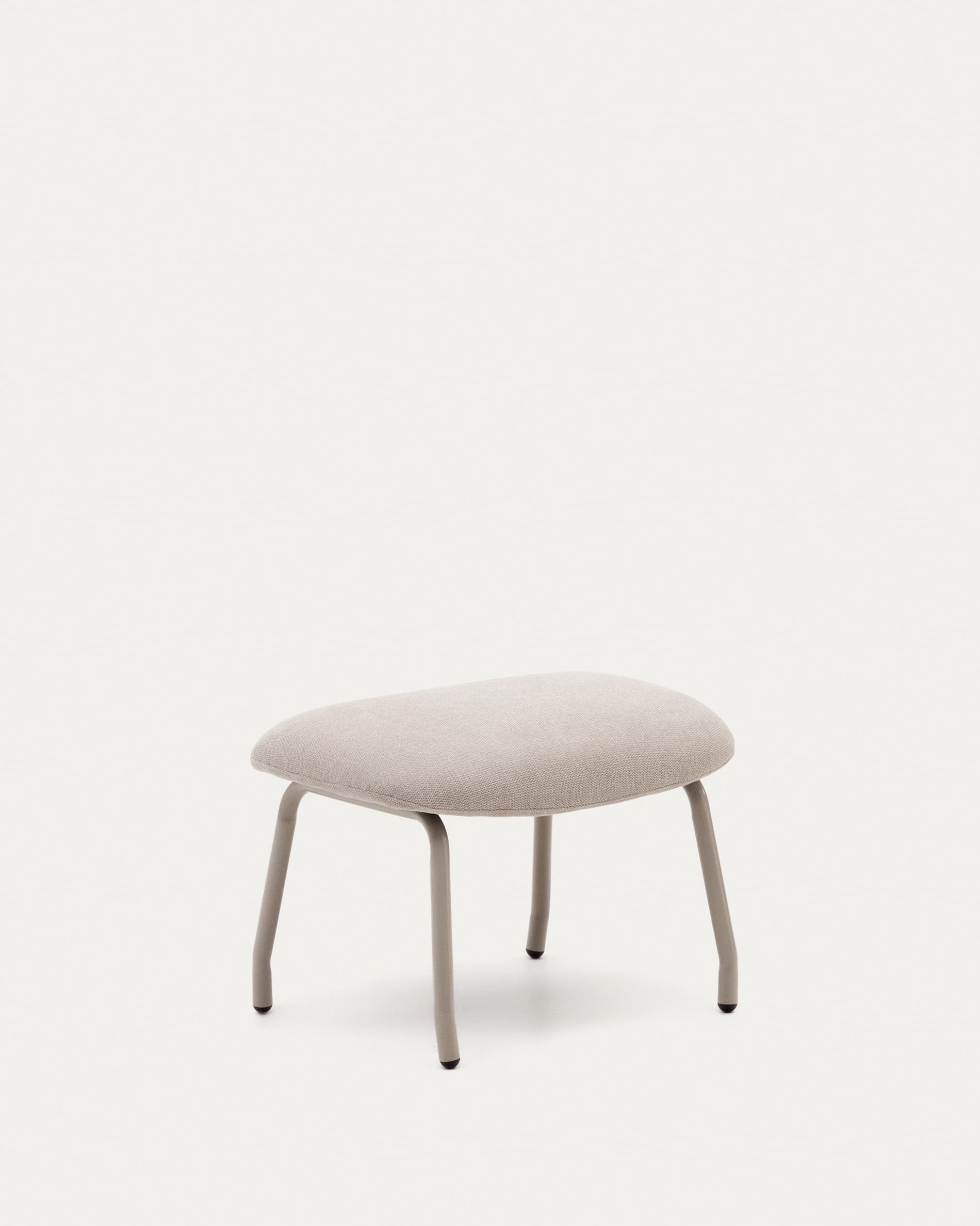 Elegante Fussstütze: Beiges Chenille, weisse Stahlbeine, umweltfreundlich, komfortabel, vielseitig, langlebig.