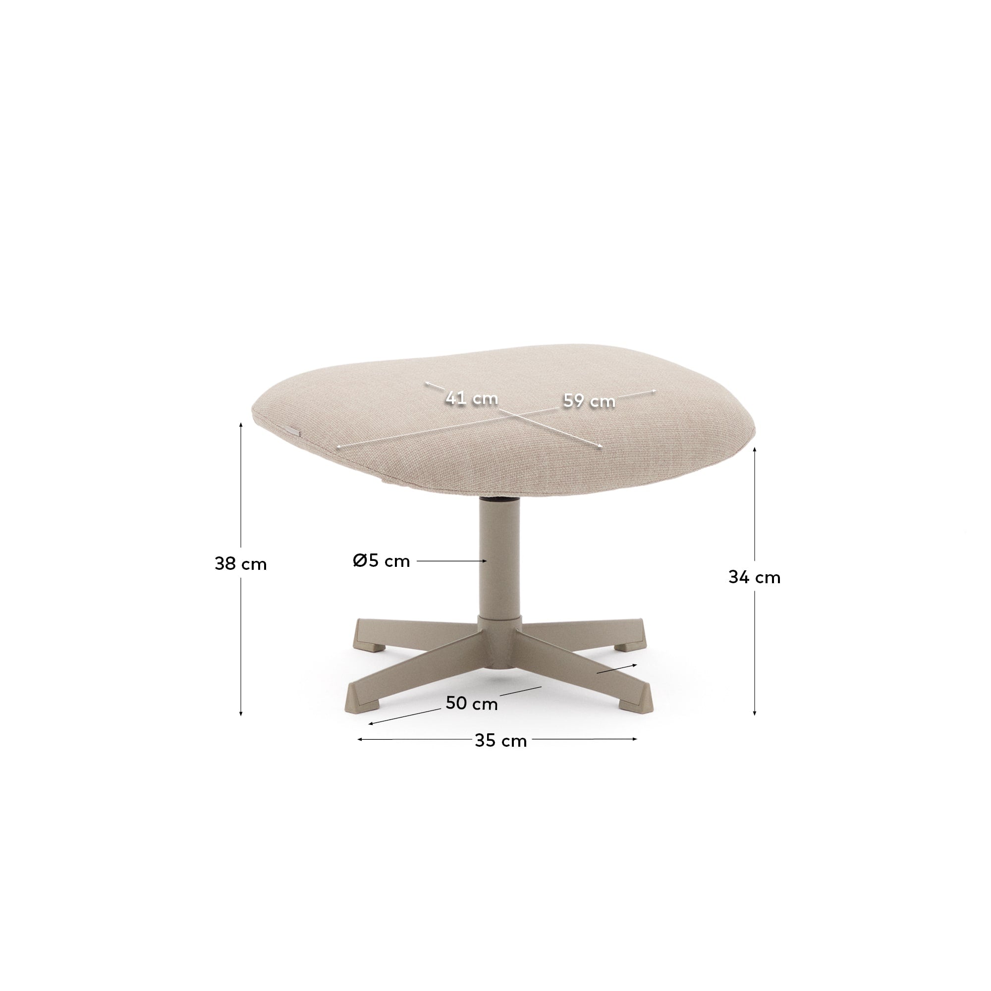 Stilvolle Fussstütze Teryl aus hochwertigem Chenille und robustem Metall, ideal für Komfort und modernes Wohndesign in jedem Raum.