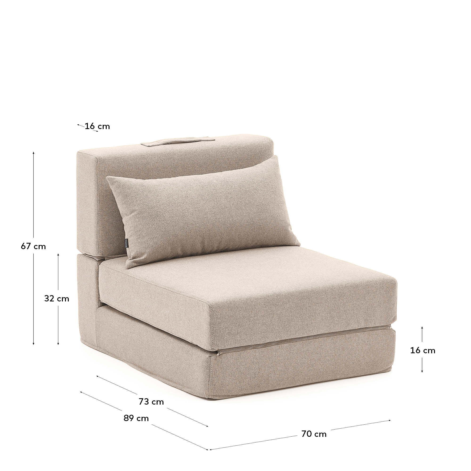 Der Pouf Schlafsofa Arty in Beige bietet stilvolle Flexibilität. Perfekt als Sitzgelegenheit oder komfortables Bett für Gäste.