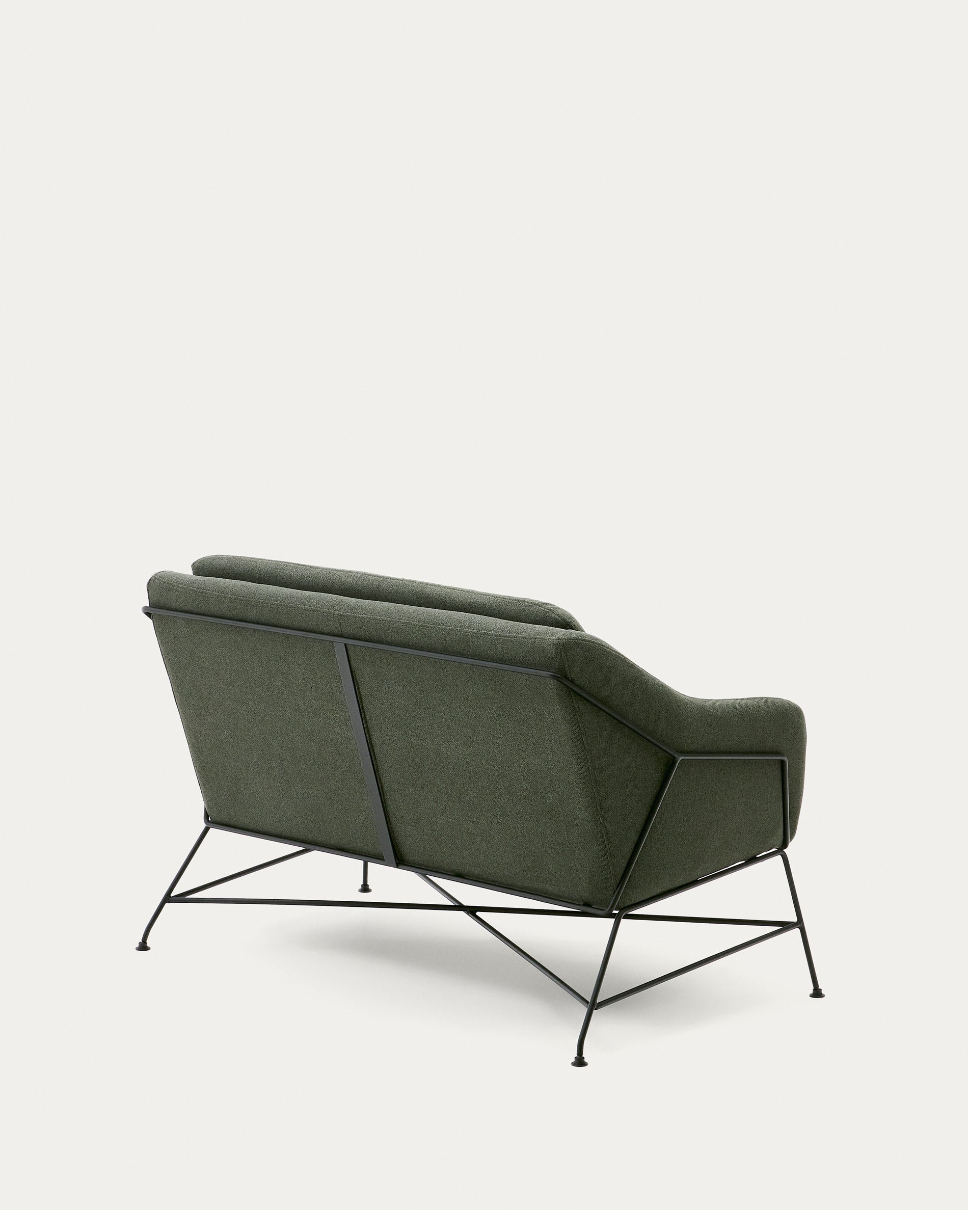 Elegantes Brida 2-Sitzer-Sofa in Grün, 128 cm breit, mit robusten schwarzen Stahlbeinen, von Kave Home.
