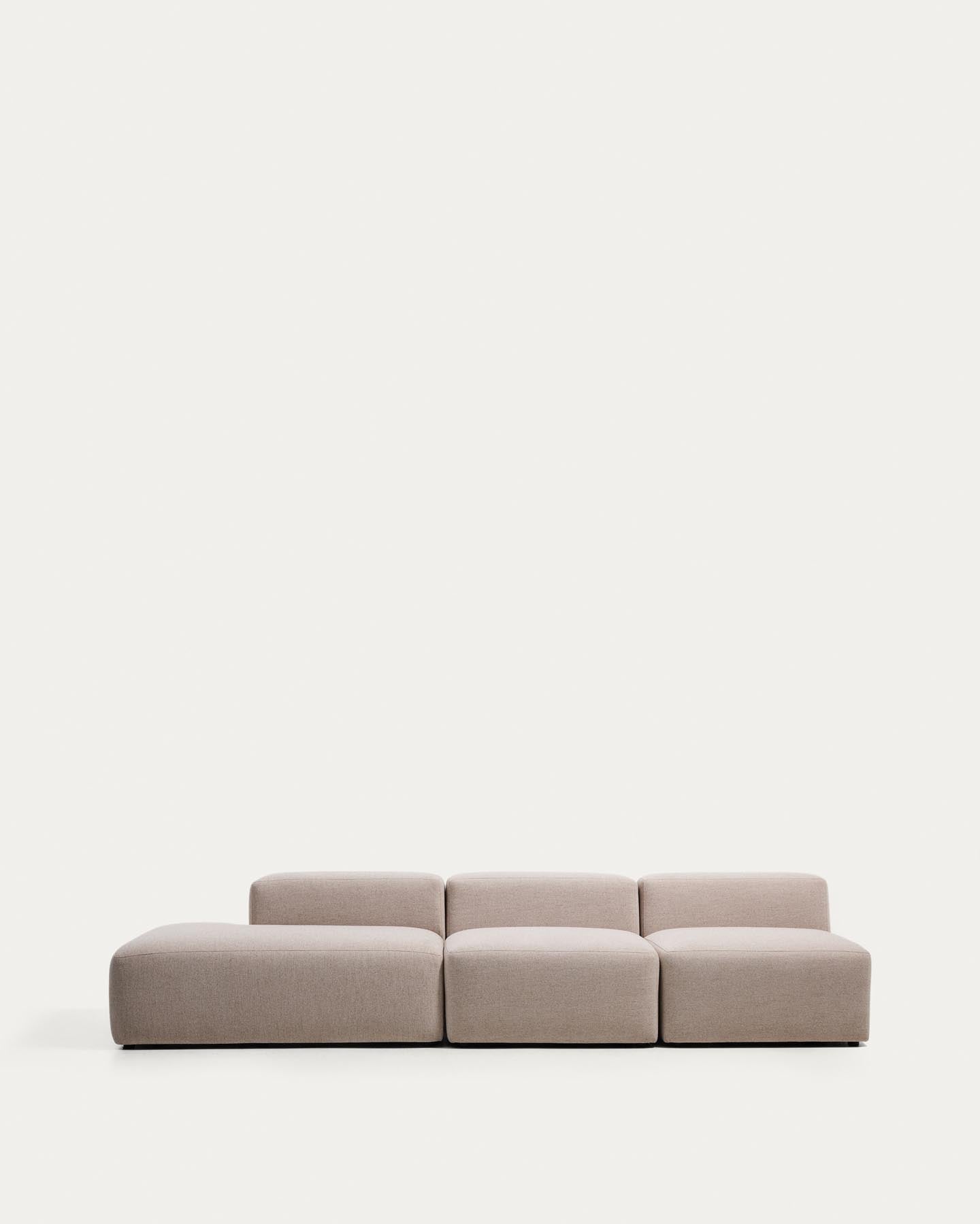 3-Sitzer-Sofa Blok mit Randmodul links in beiger Chenille, 325 cm, FSC Mix Credit in Beige präsentiert im Onlineshop von KAQTU Design AG. 3er Sofa ist von Kave Home
