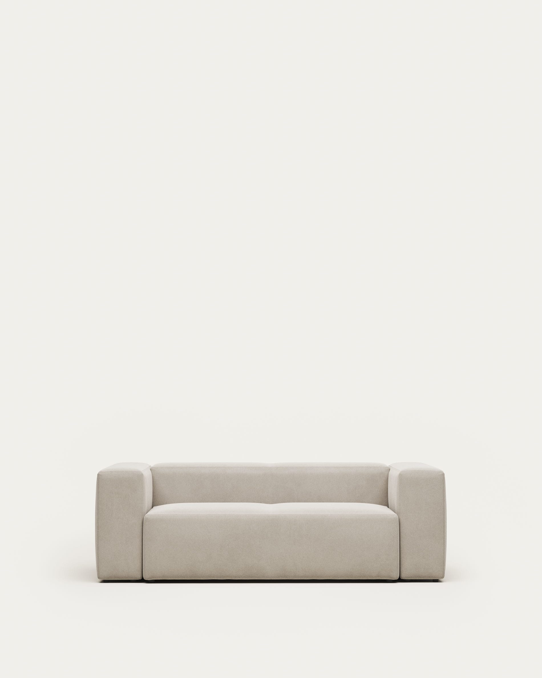 3D-Modell des eleganten Blok 2-Sitzer Sofas in Beige von Kave Home, ideal für stilvolle und komfortable Wohnräume.