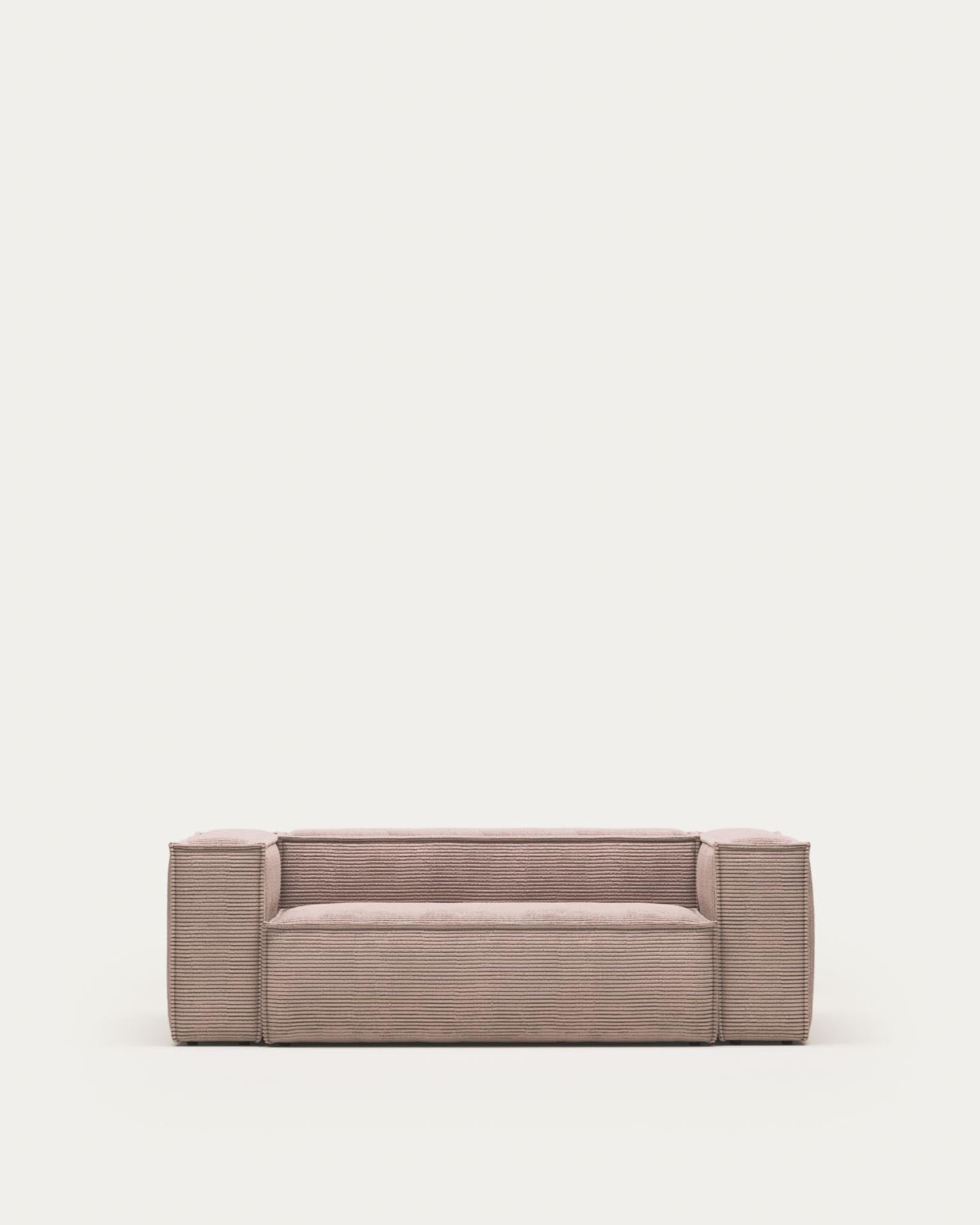 2-Sitzer-Sofa Blok, schwer entflammbar mit dickem, rosafarbenem Cord, 210 cm, FSC Mix Credit in Rosa präsentiert im Onlineshop von KAQTU Design AG. 2er Sofa ist von Kave Home