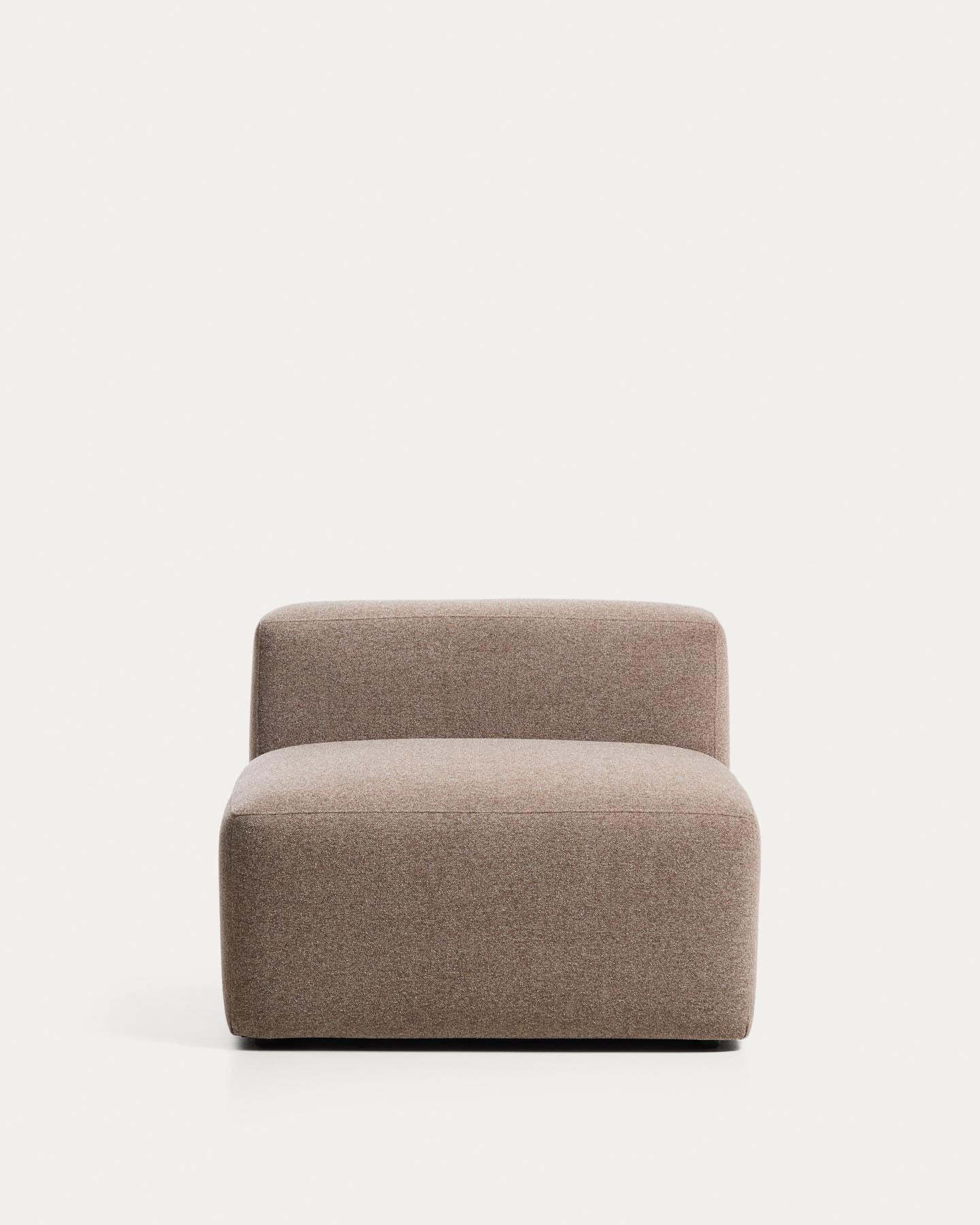 Sessel Blok in brauner Chenille, 90 cm, FSC Mix Credit in Taupe präsentiert im Onlineshop von KAQTU Design AG. Pouf ist von Kave Home