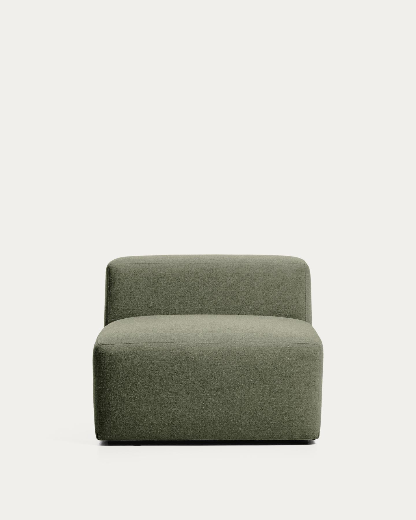 Sessel Blok in moosgrüner Chenille, 90 cm, FSC Mix Credit in Grün präsentiert im Onlineshop von KAQTU Design AG. Pouf ist von Kave Home