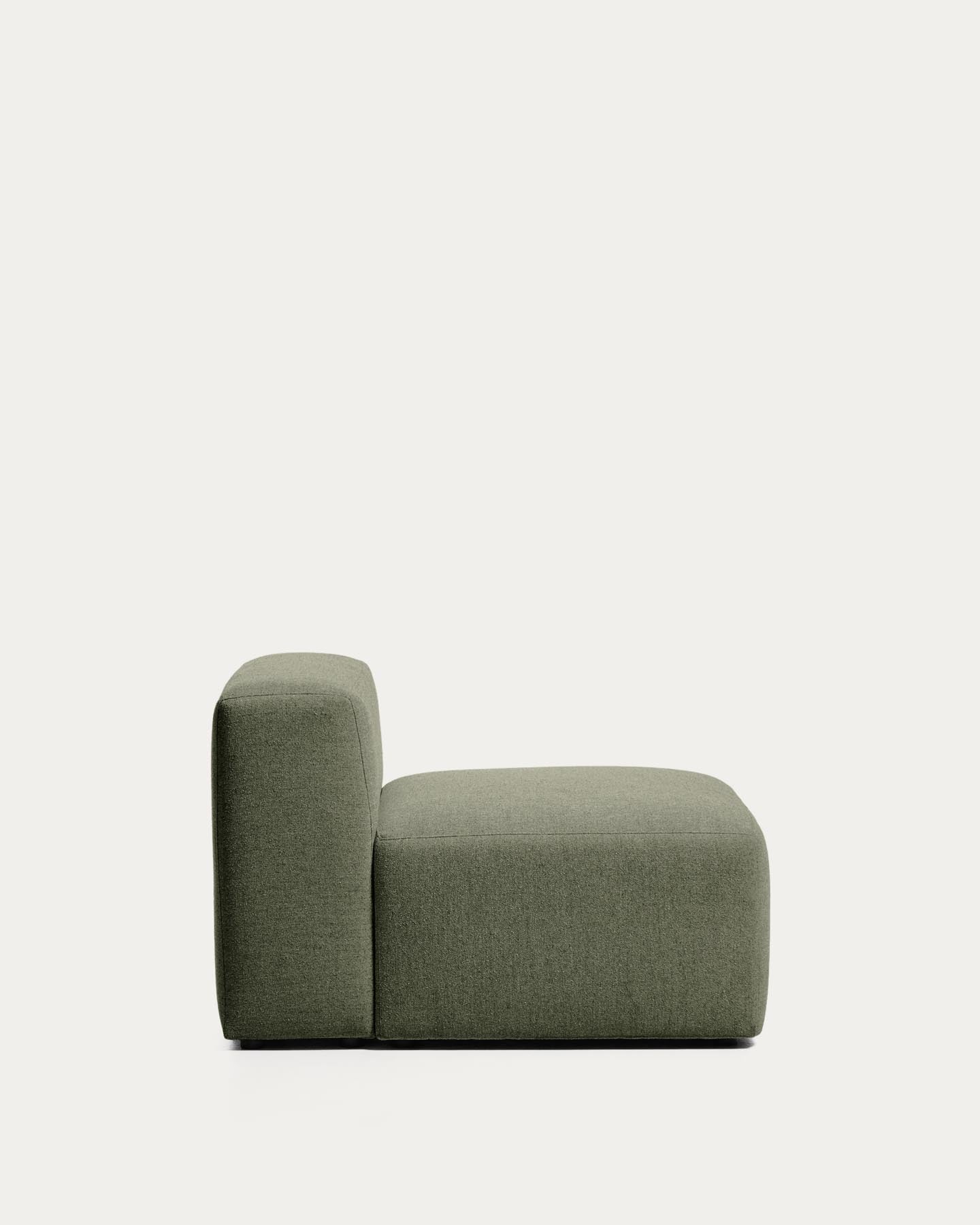 Sessel Blok in moosgrüner Chenille, 90 cm, FSC Mix Credit in Grün präsentiert im Onlineshop von KAQTU Design AG. Pouf ist von Kave Home