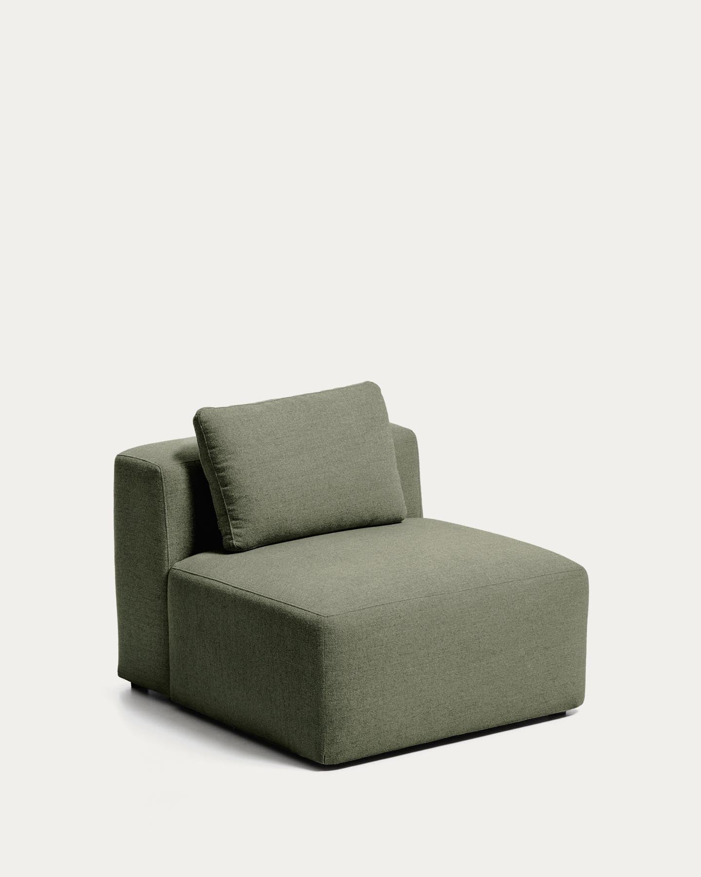Sessel Blok in moosgrüner Chenille, 90 cm, FSC Mix Credit in Grün präsentiert im Onlineshop von KAQTU Design AG. Pouf ist von Kave Home