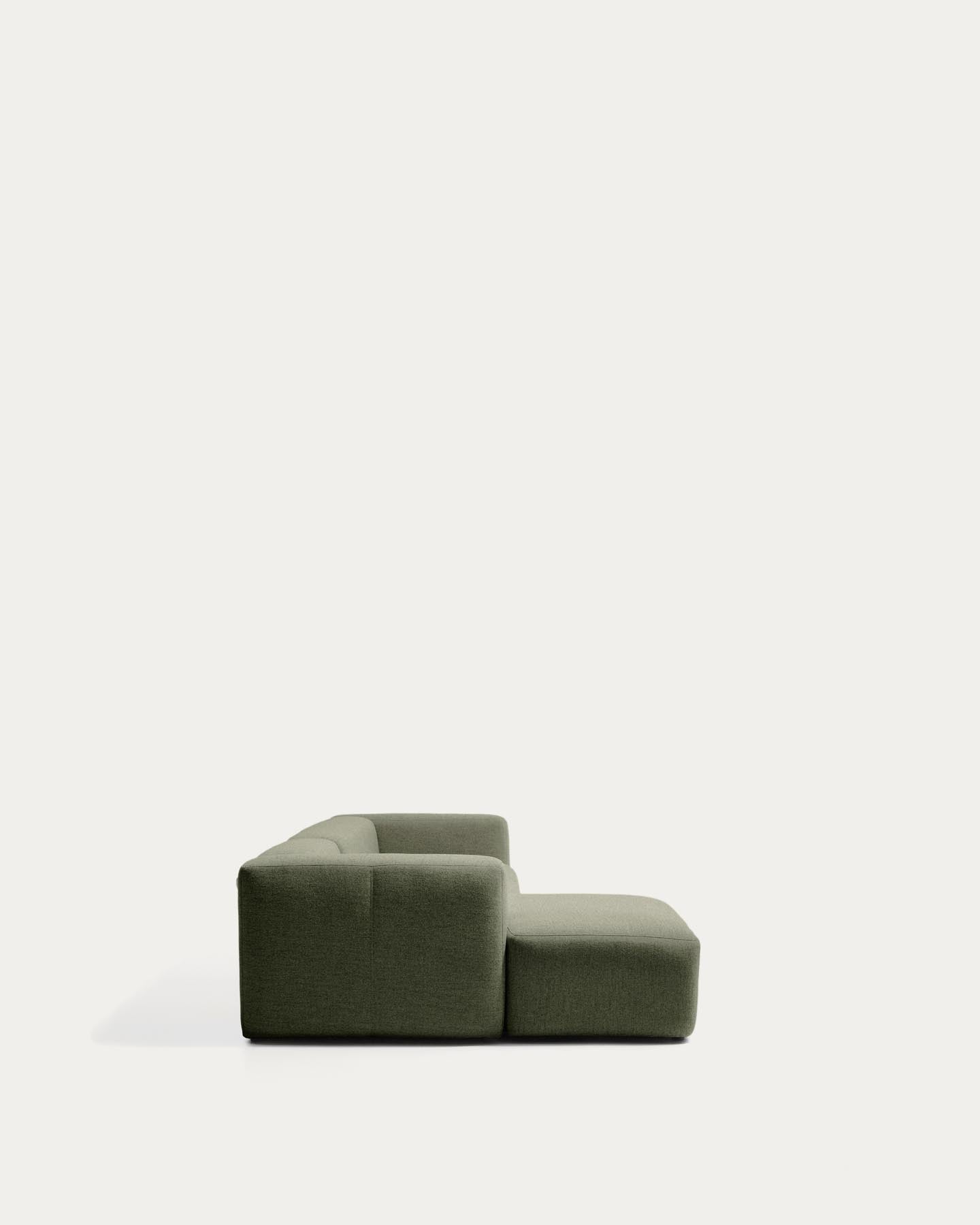 4-Sitzer-Sofa Blok mit Chaiselongue links in moosgrüner Chenille, 330 cm, FSC Mix Credit in Grün präsentiert im Onlineshop von KAQTU Design AG. L-Sofa links ist von Kave Home
