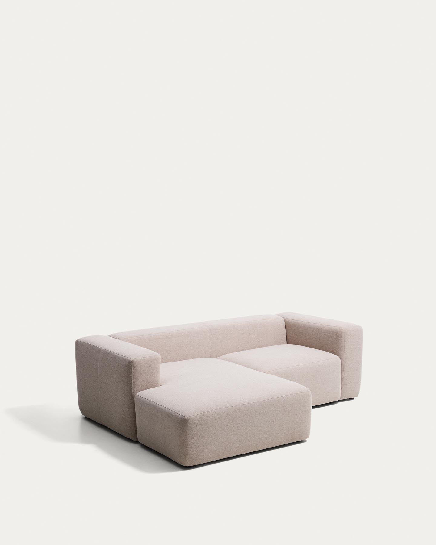 2-Sitzer-Sofa Blok mit Chaiselongue links in beiger Chenille, 240 cm, FSC Mix Credit in Beige präsentiert im Onlineshop von KAQTU Design AG. L-Sofa links ist von Kave Home