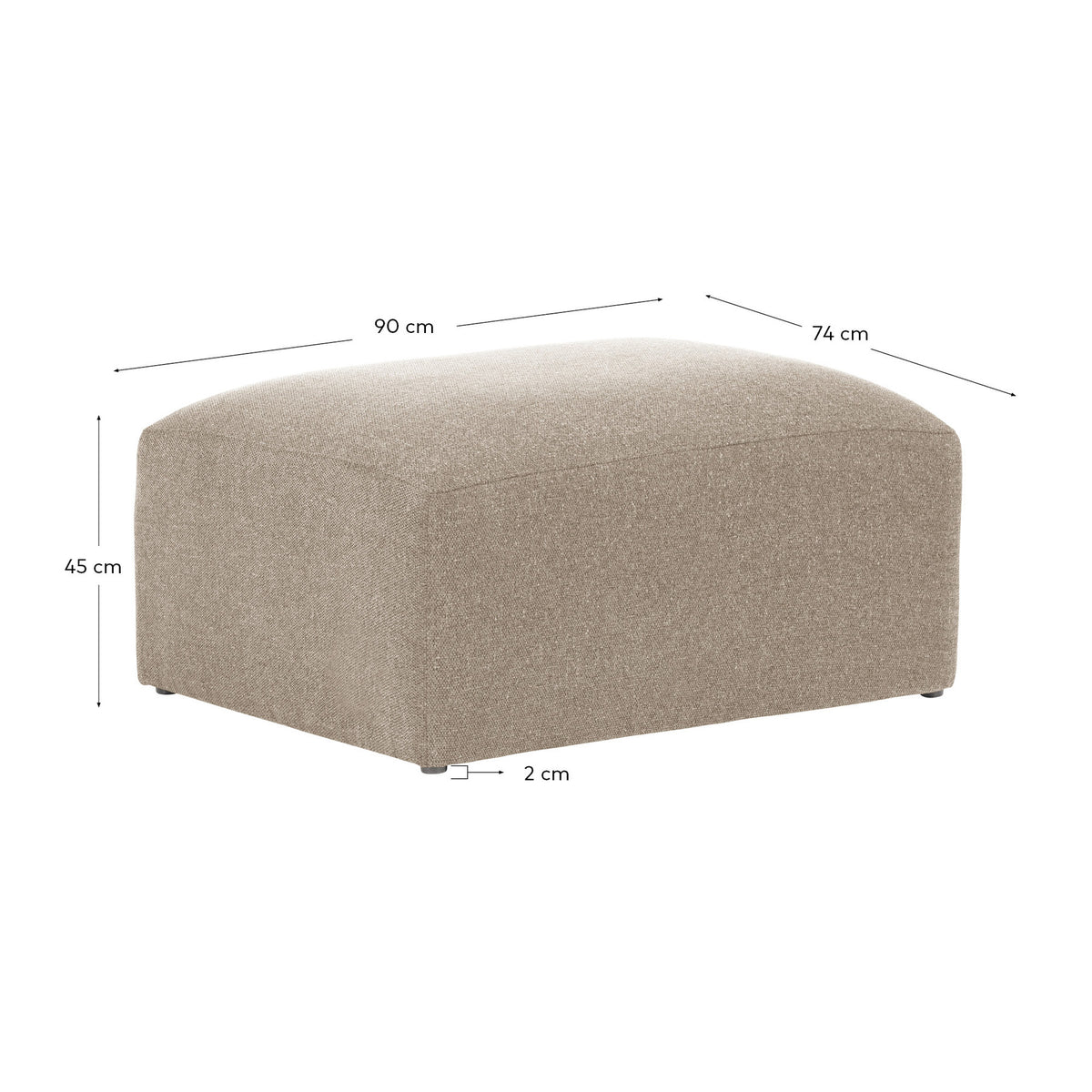 Fussablage Blok mit beiger Chenille 90 x 74 cm FSC Mix Credit in Beige präsentiert im Onlineshop von KAQTU Design AG. Pouf ist von Kave Home