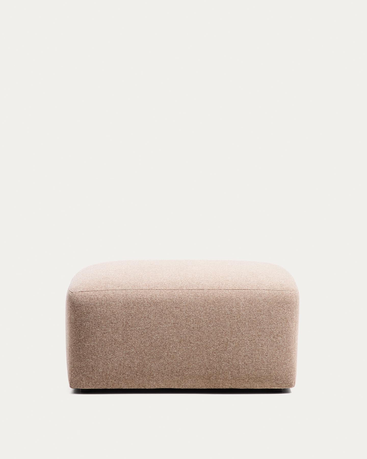 Fussablage Blok in brauner Chenille, 90 x 74 cm, FSC Mix Credit in Taupe präsentiert im Onlineshop von KAQTU Design AG. Pouf ist von Kave Home