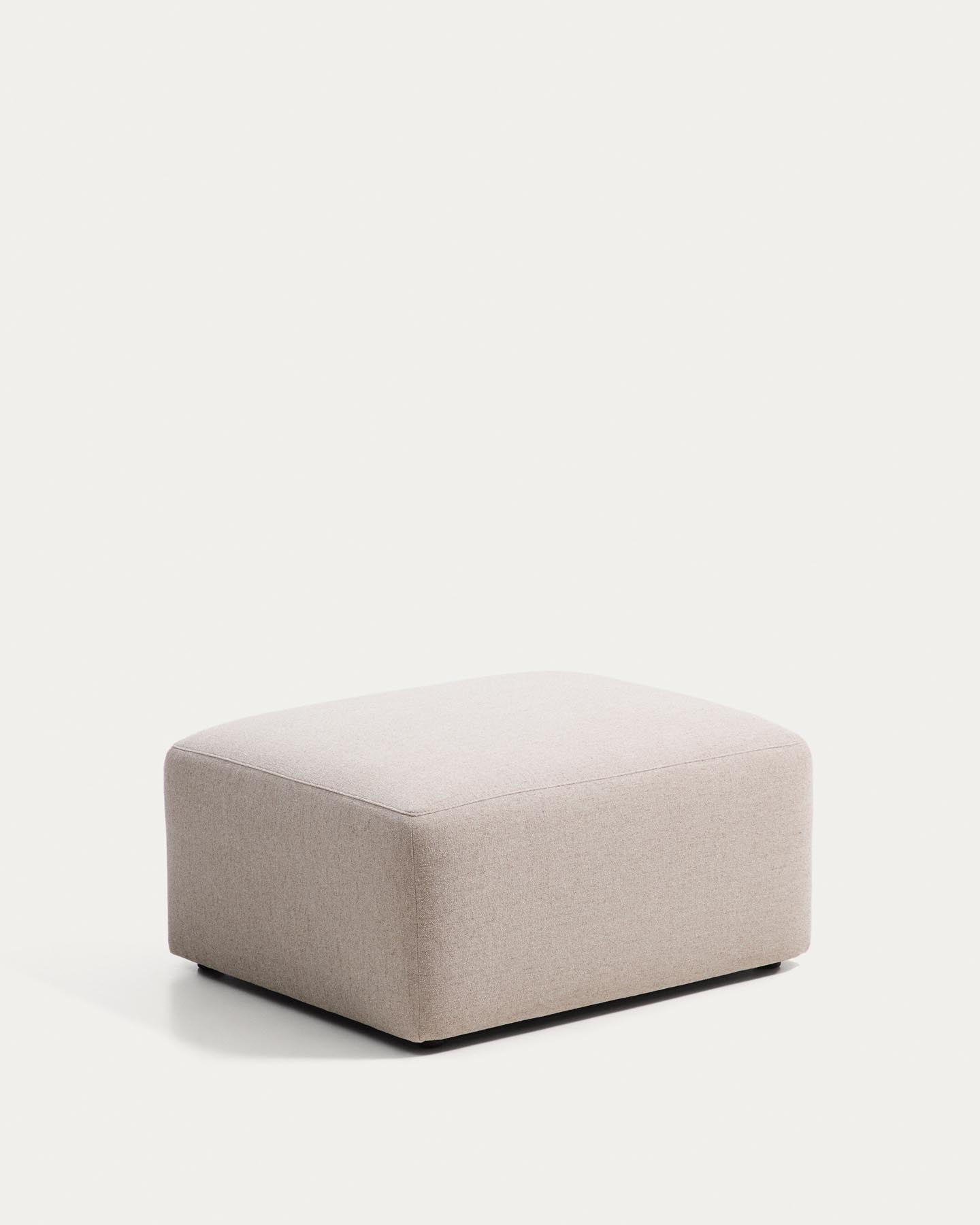 Fussablage Blok in beiger Chenille, 90 x 74 cm, FSC Mix Credit in Beige präsentiert im Onlineshop von KAQTU Design AG. Pouf ist von Kave Home