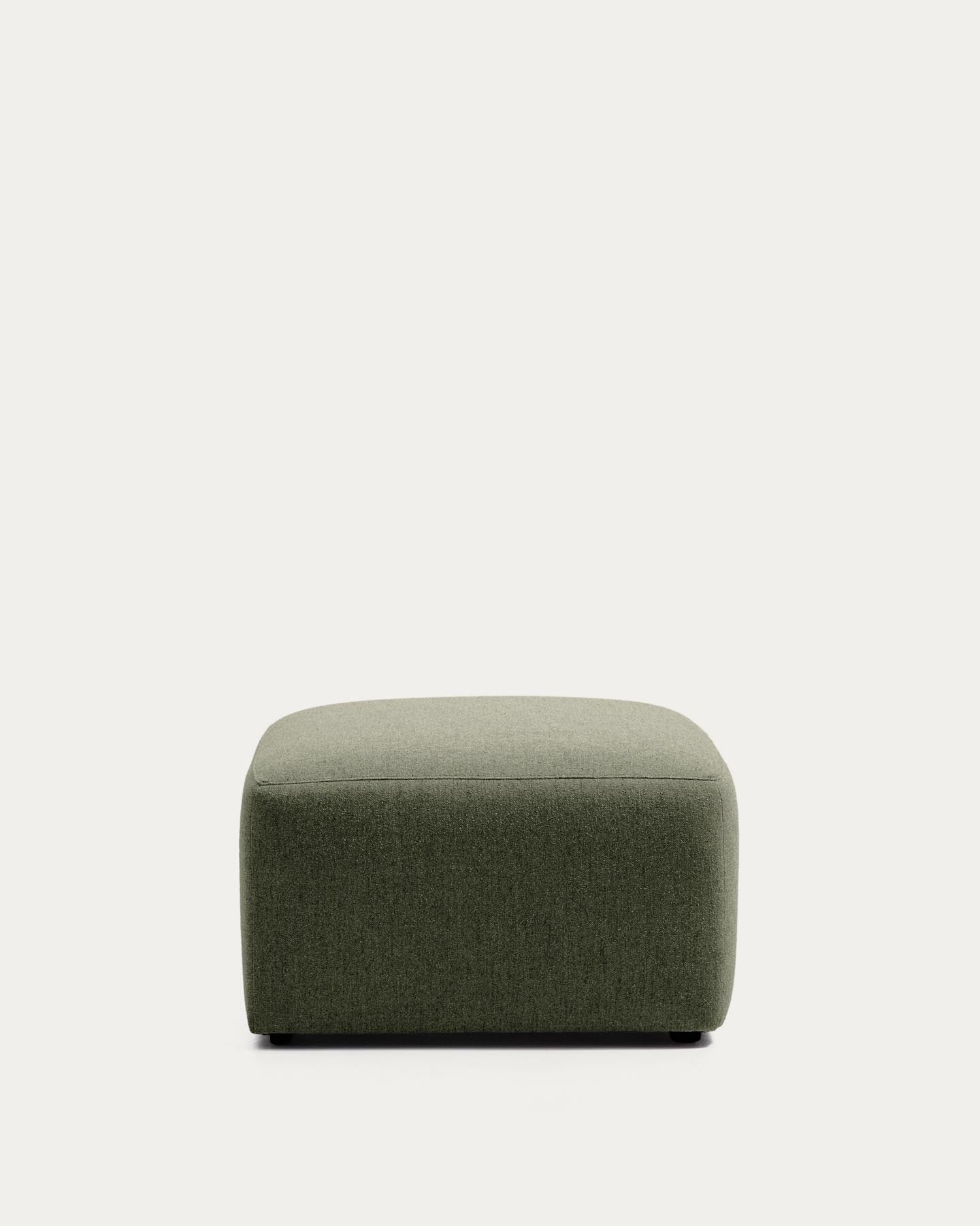 Fussablage Blok in moosgrüner Chenille, 90 x 74 cm, FSC Mix Credit in Grün präsentiert im Onlineshop von KAQTU Design AG. Pouf ist von Kave Home