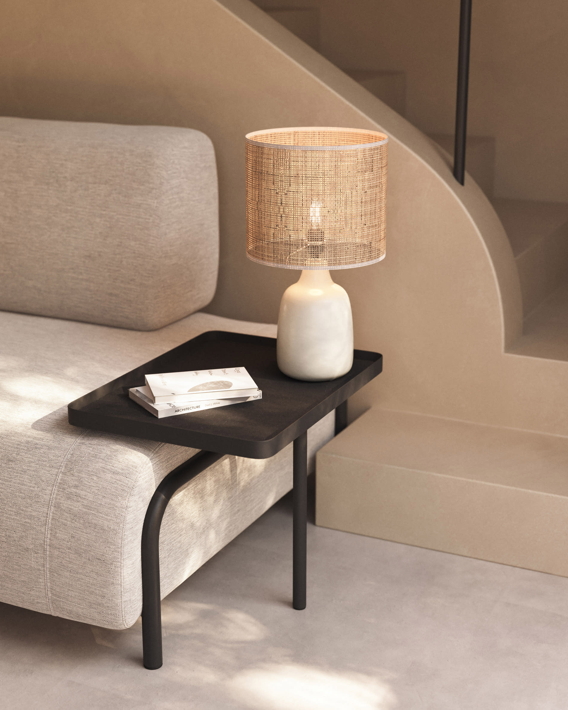 Elegantes 3-Sitzer Modulsofa von Kave Home in Beige-Grau, 232 cm, perfekt für moderne Wohnräume und individuelle Einrichtung.