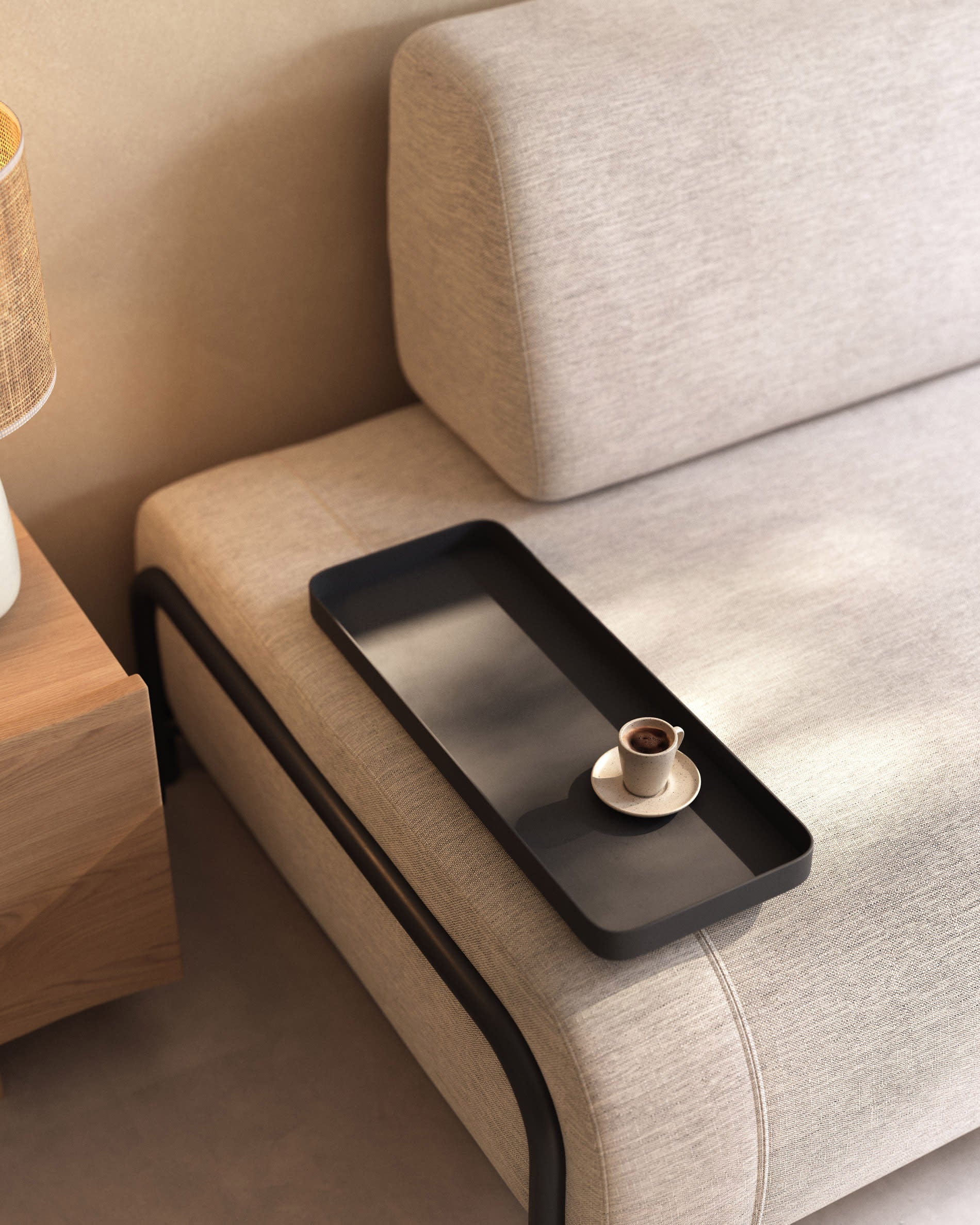 Elegantes 3-Sitzer Modulsofa von Kave Home, beige-grau, 232 cm breit, perfekt für zeitgemässe Wohnräume und vielseitige Gestaltung.