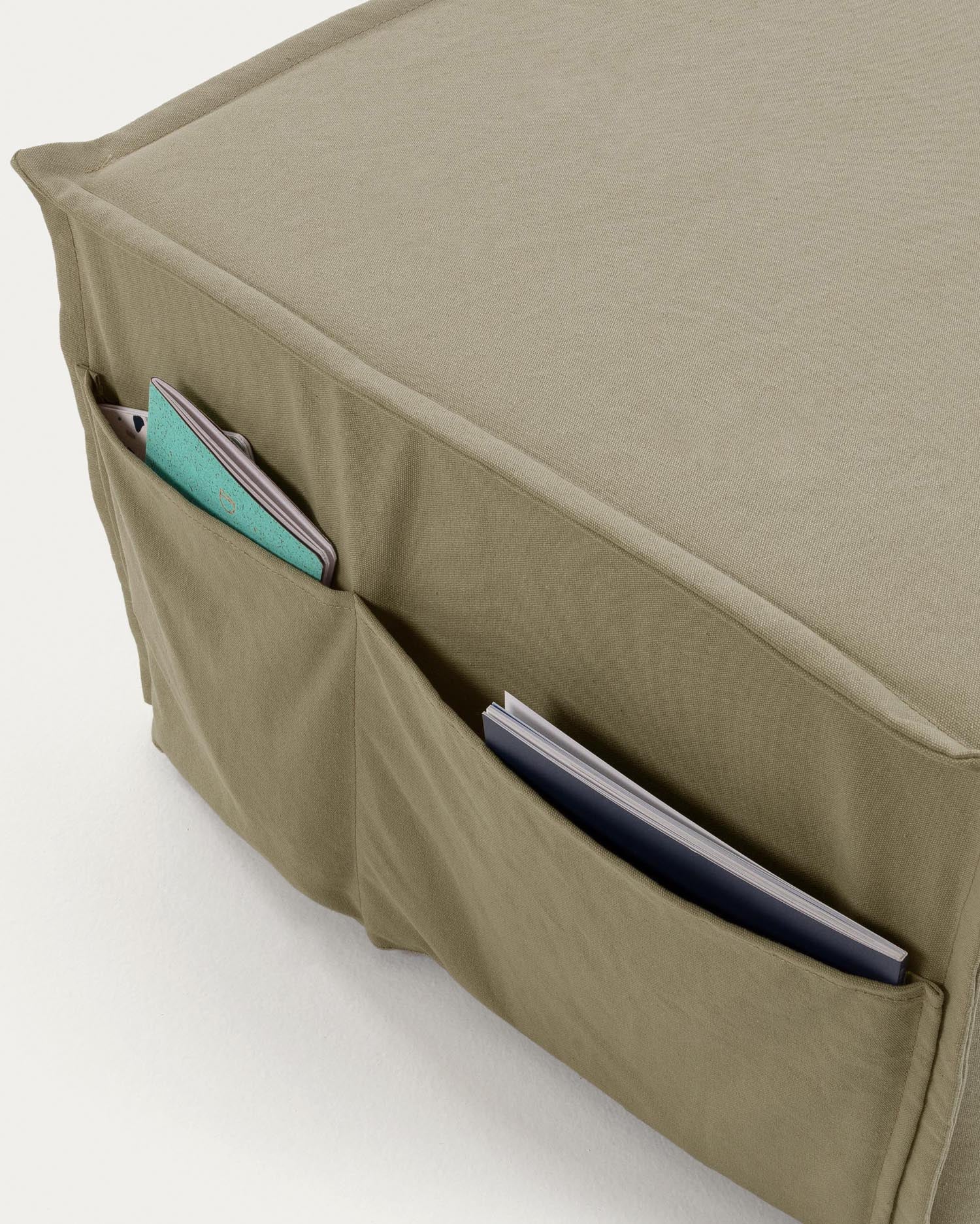 Der Lizzie Pouf von Kave Home vereint elegantes Design und praktische Funktionalität. Ideal als Sitzgelegenheit oder Gästebett, bringt er Stil in jedes Zuhause.