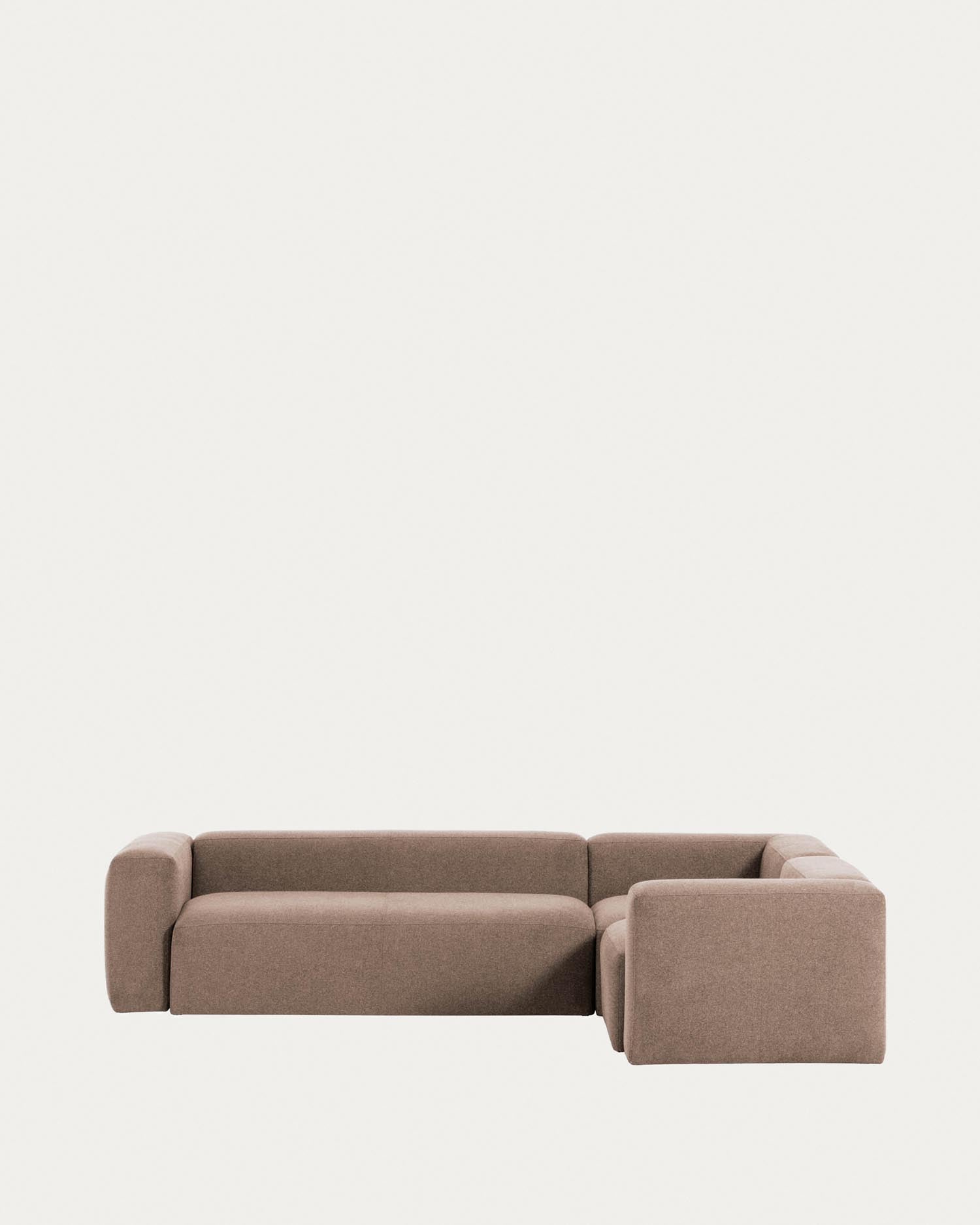 Entdecken Sie das stilvolle 4-Sitzer-Ecksofa Blok in rosa Chenille – ein elegantes Möbelstück, das Komfort und Nachhaltigkeit vereint.