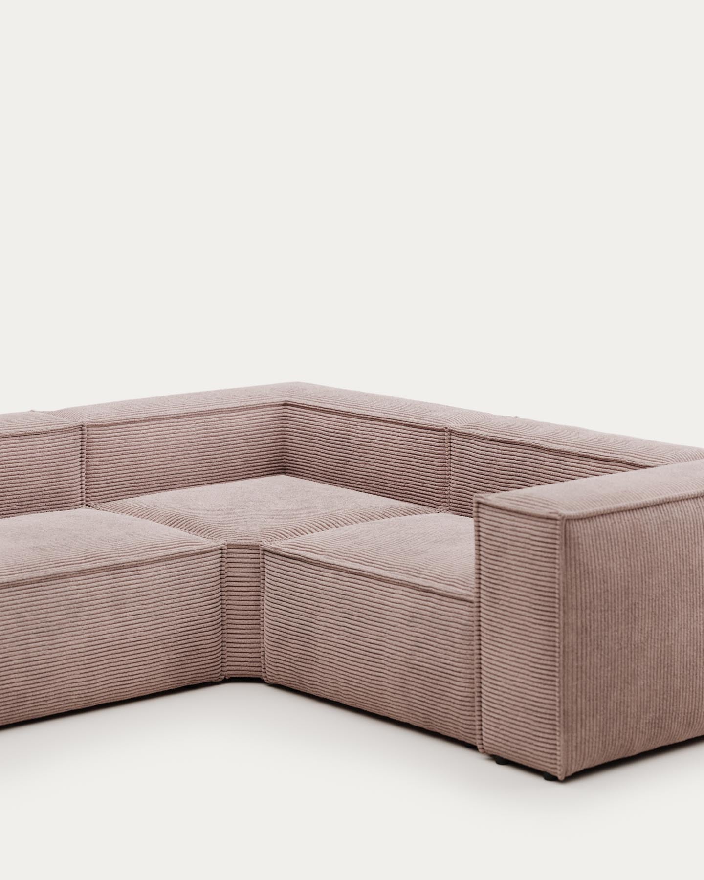 Blok 4-Sitzer-Ecksofa breiter Cord rosa 320 x 230 cm / 230 x 320 cm FR in Rosa präsentiert im Onlineshop von KAQTU Design AG. Ecksofa ist von Kave Home