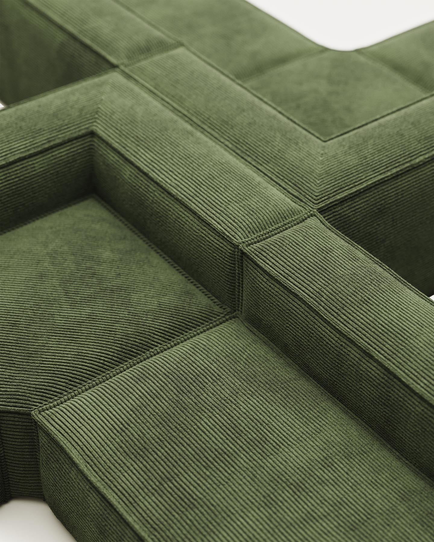 Blok 6-Sitzer-Ecksofa breiter Cord in Grün 320 x 320 FR in Grün präsentiert im Onlineshop von KAQTU Design AG. Ecksofa ist von Kave Home