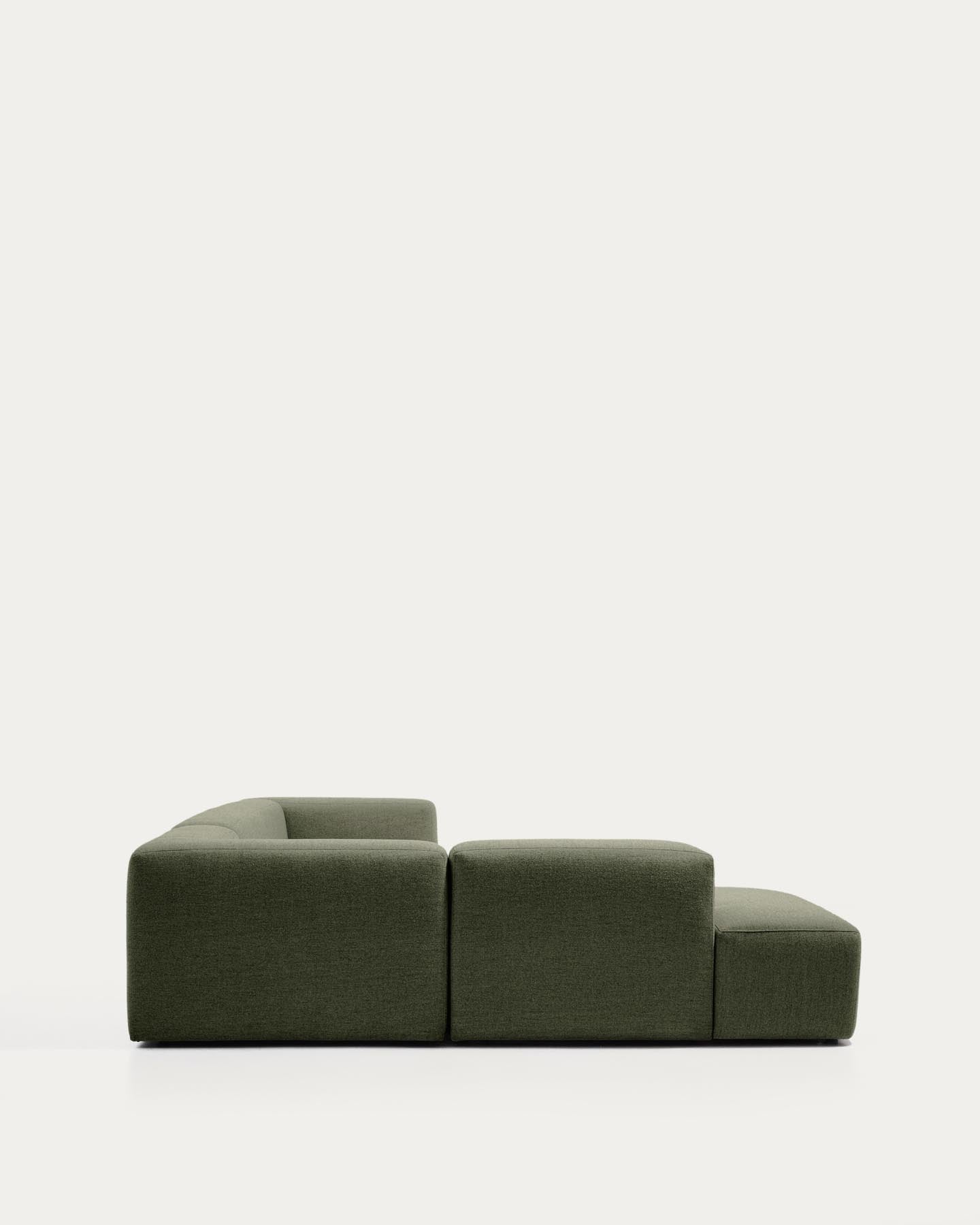 5-Sitzer-Ecksofa Blok mit Randmodul links in moosgrüner Chenille, 255 x 320 cm, FSC Mix Credit in Grün präsentiert im Onlineshop von KAQTU Design AG. L-Sofa links ist von Kave Home