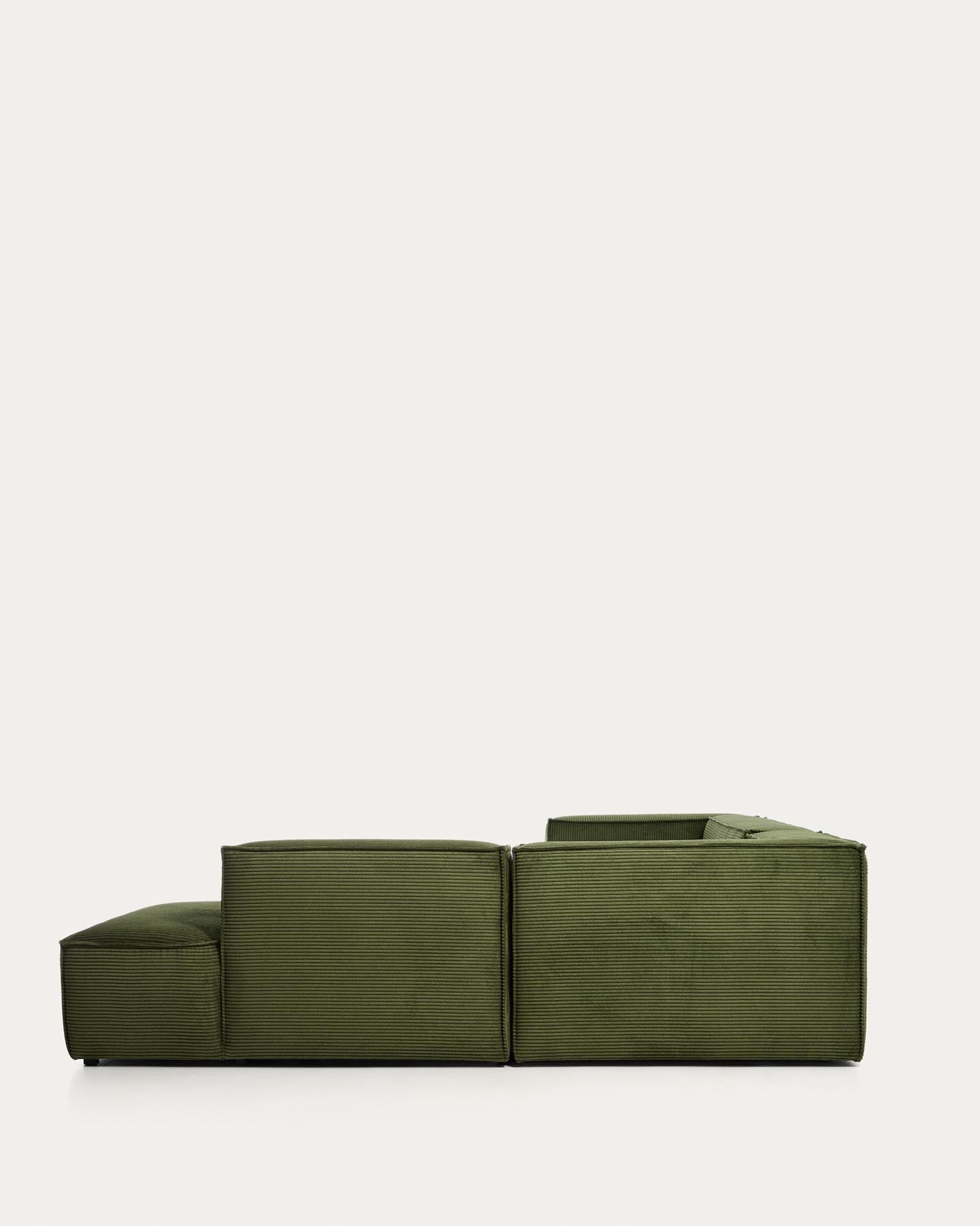 5-Sitzer-Ecksofa Blok mit Randmodul links in grobem grünem Cord, 320 x 255 cm, FSC Mix Credit in Grün präsentiert im Onlineshop von KAQTU Design AG. L-Sofa links ist von Kave Home