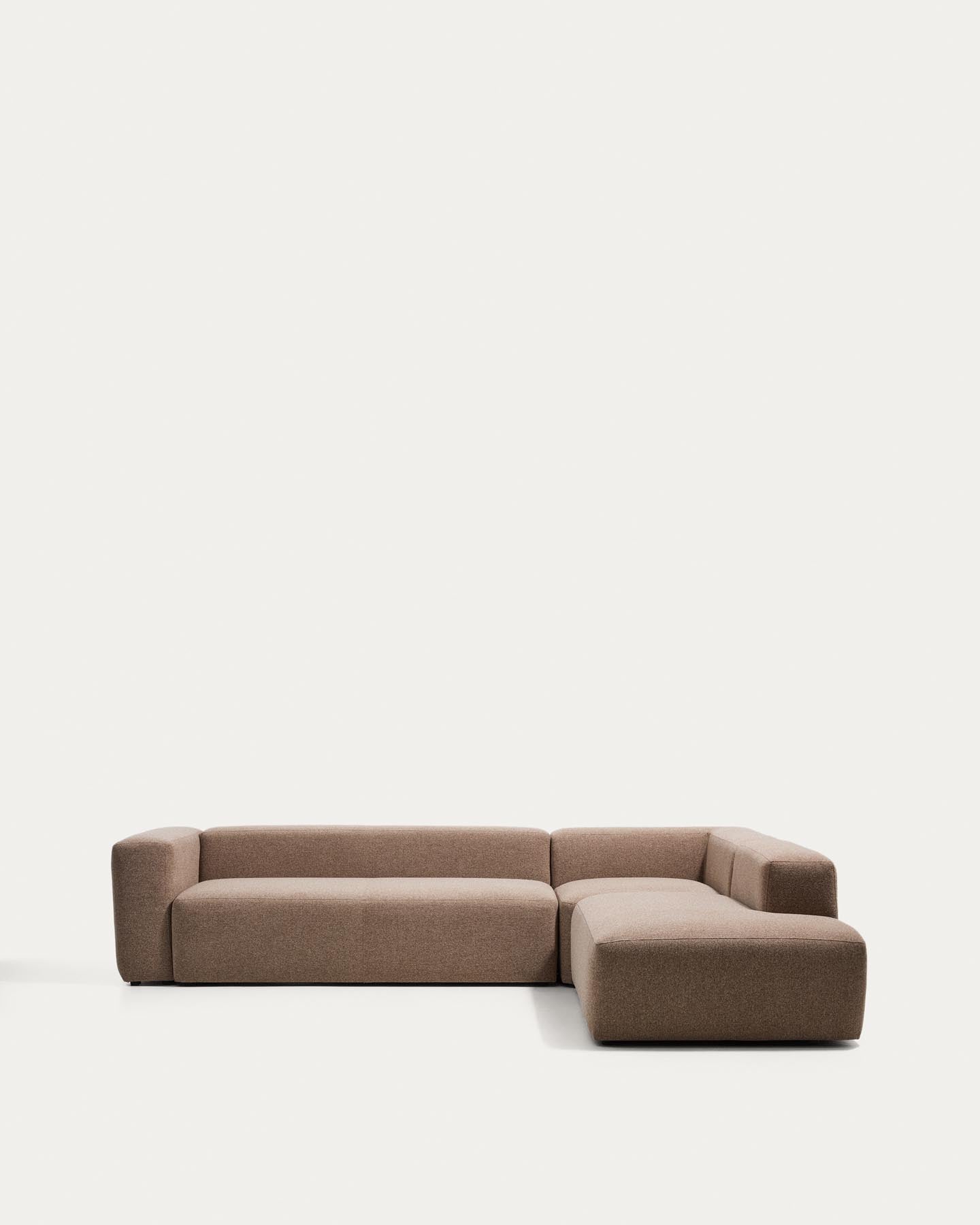 5-Sitzer-Ecksofa Blok mit Randmodul links in brauner Chenille, 320 x 255 cm, FSC Mix Credit in Taupe präsentiert im Onlineshop von KAQTU Design AG. L-Sofa links ist von Kave Home