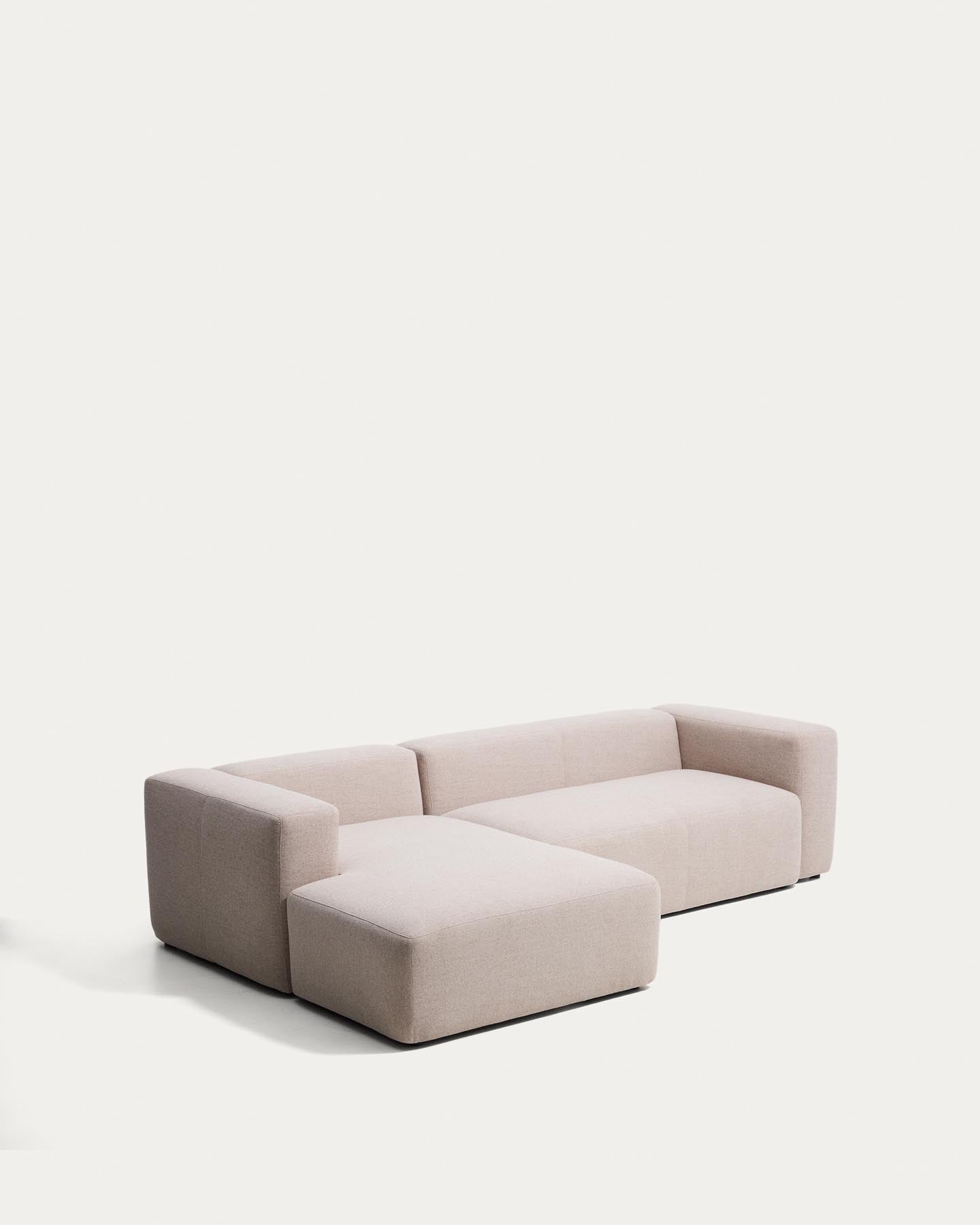3-Sitzer-Sofa Blok mit Chaiselongue links in beiger Chenille, 300 cm, FSC Mix Credit in Beige präsentiert im Onlineshop von KAQTU Design AG. L-Sofa links ist von Kave Home