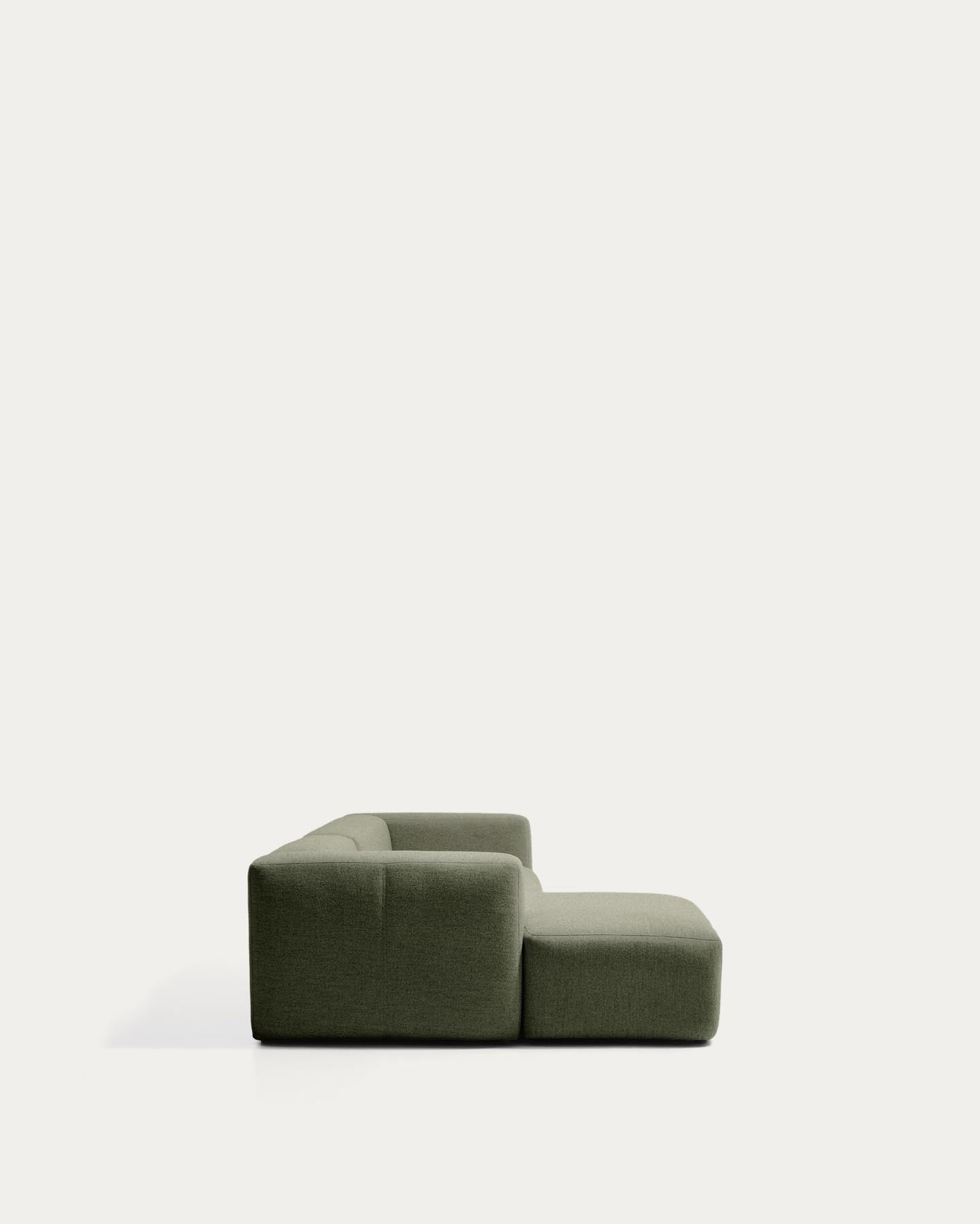 3-Sitzer-Sofa Blok mit Chaiselongue links in moosgrüner Chenille, 300 cm, FSC Mix Credit in Dunkelgrün präsentiert im Onlineshop von KAQTU Design AG. L-Sofa links ist von Kave Home