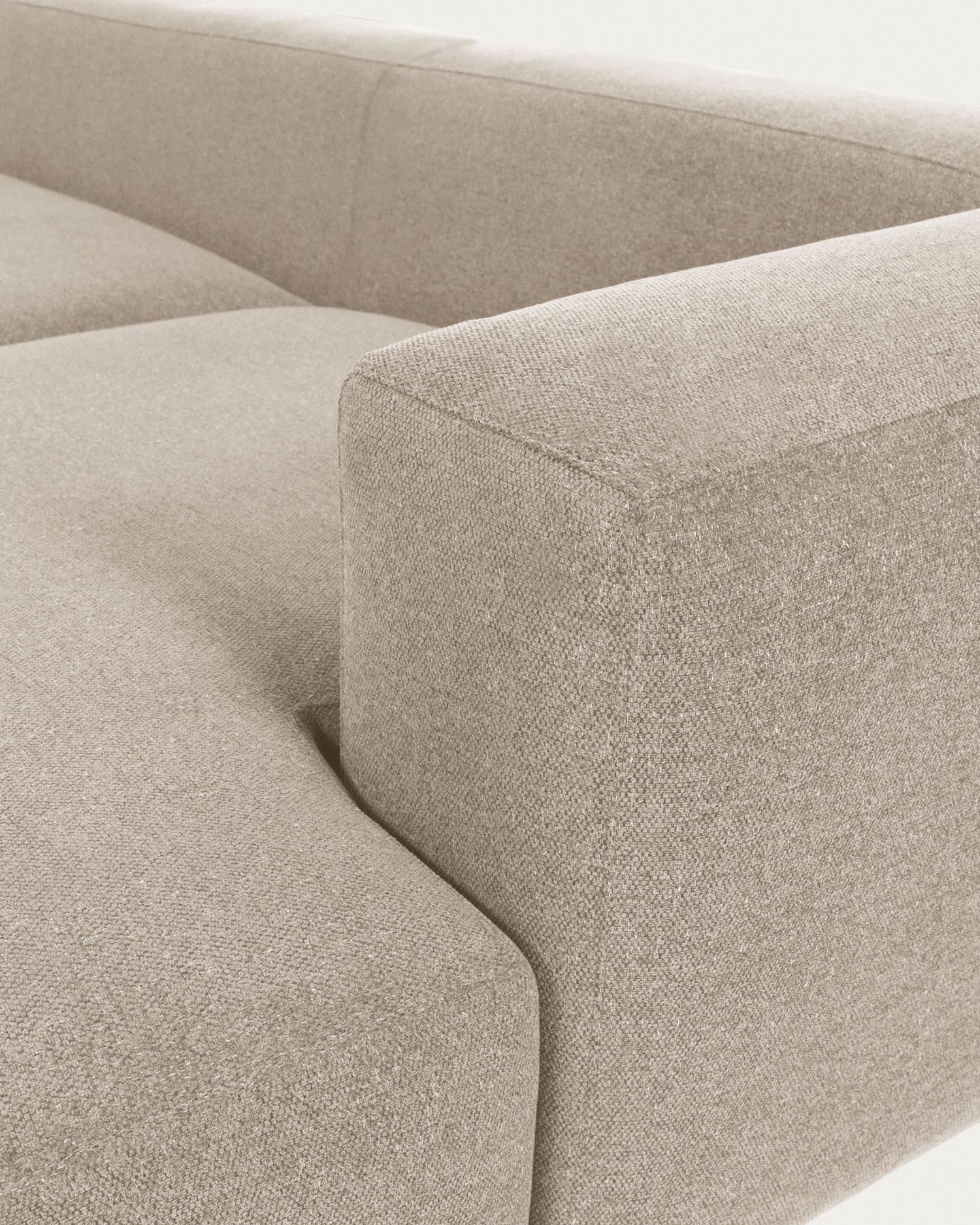 Beige Blok 3-Sitzer Sofa mit rechter Chaiselongue, 300 cm. Hochwertig, modern und nachhaltig – ideal für stilvolles Wohnen und Entspannung.