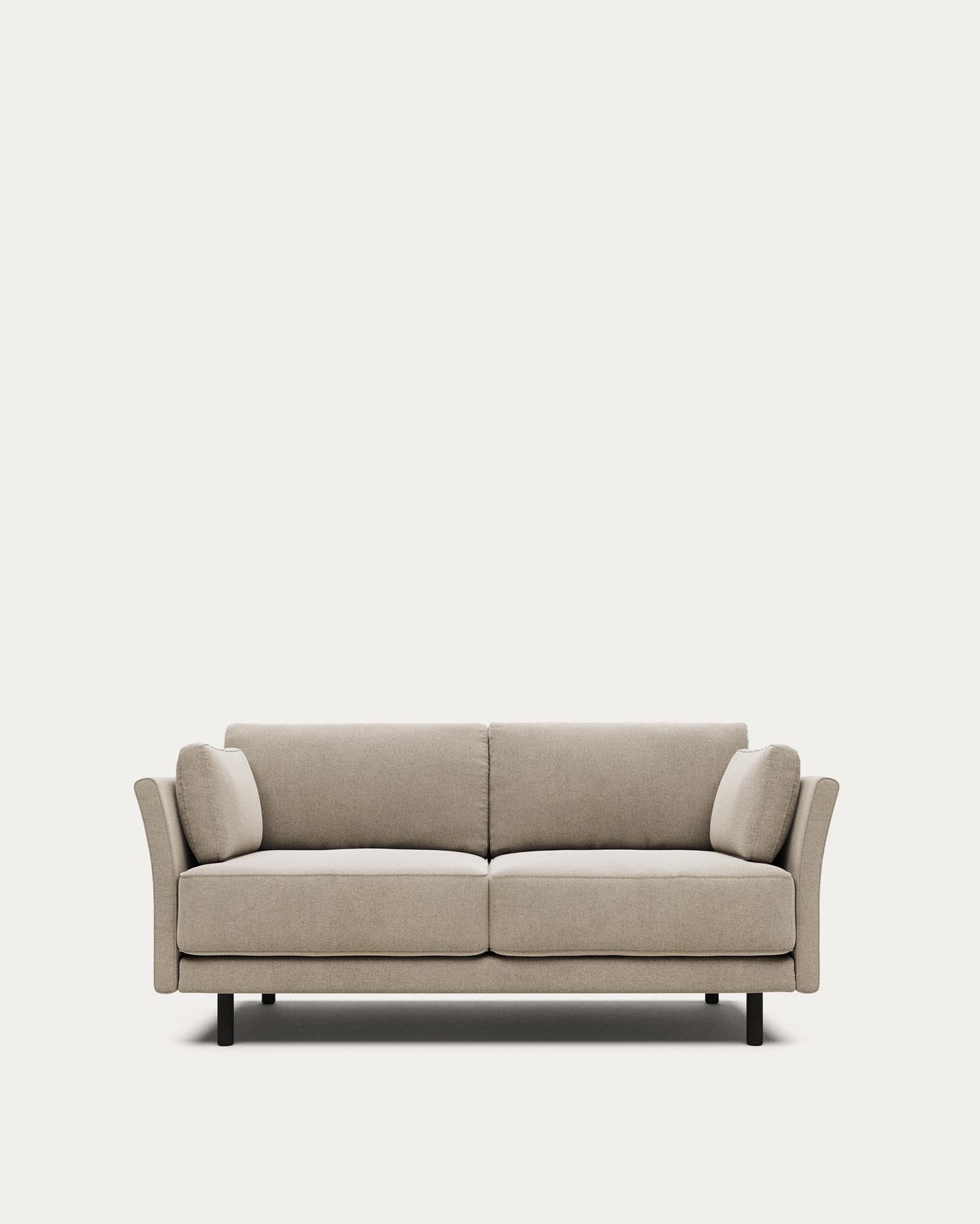 Canapé 2 places Gilma, ignifugé avec chenille beige et pieds finition noire, 170 cm