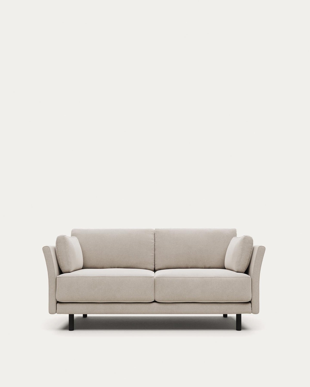 2-Sitzer-Sofa Gilma, schwer entflammbar mit weisser Chenille und Beinen mit schwarzem Finis