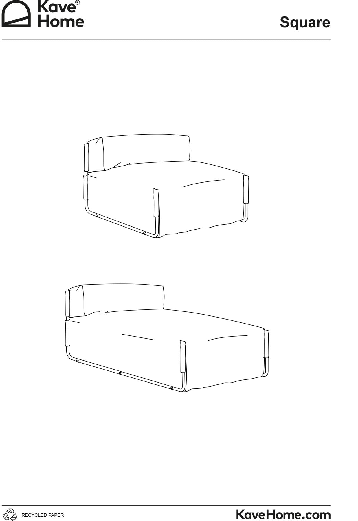Square Pouf Modularsofa mit Rückenlehne 100% Outdoor terrakotta Aluminium weiß 101 x 101cm in Terrakotta präsentiert im Onlineshop von KAQTU Design AG. Outdoor-Sessel ist von Kave Home