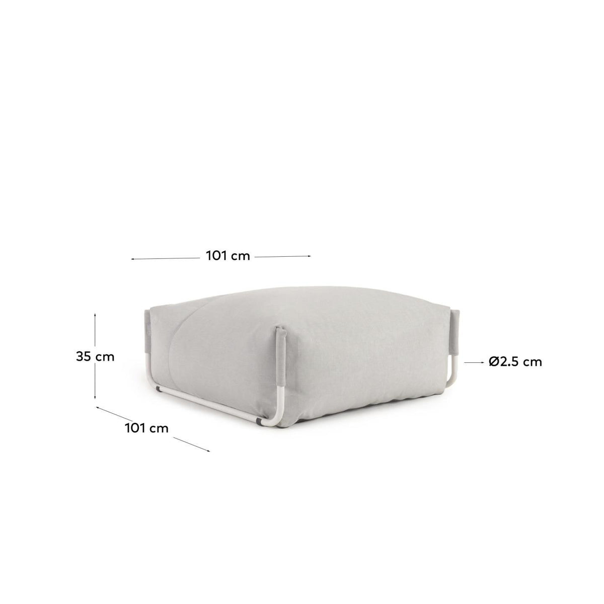 Square Pouf Modularsofa 100% für Outdoor hellgrau und weisses Aluminium 101 x 101 cm in Grau präsentiert im Onlineshop von KAQTU Design AG. Lounge Sofa ist von Kave Home