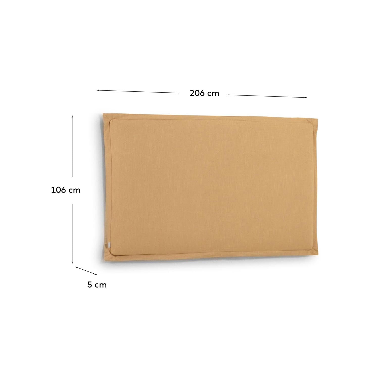 Verleihen Sie Ihrem Schlafzimmer mit dem Tanit Bettkopfteil in Senfgelb einen modernen Akzent. Der abnehmbare Leinenbezug sorgt für einfache Pflege und frischen Look.