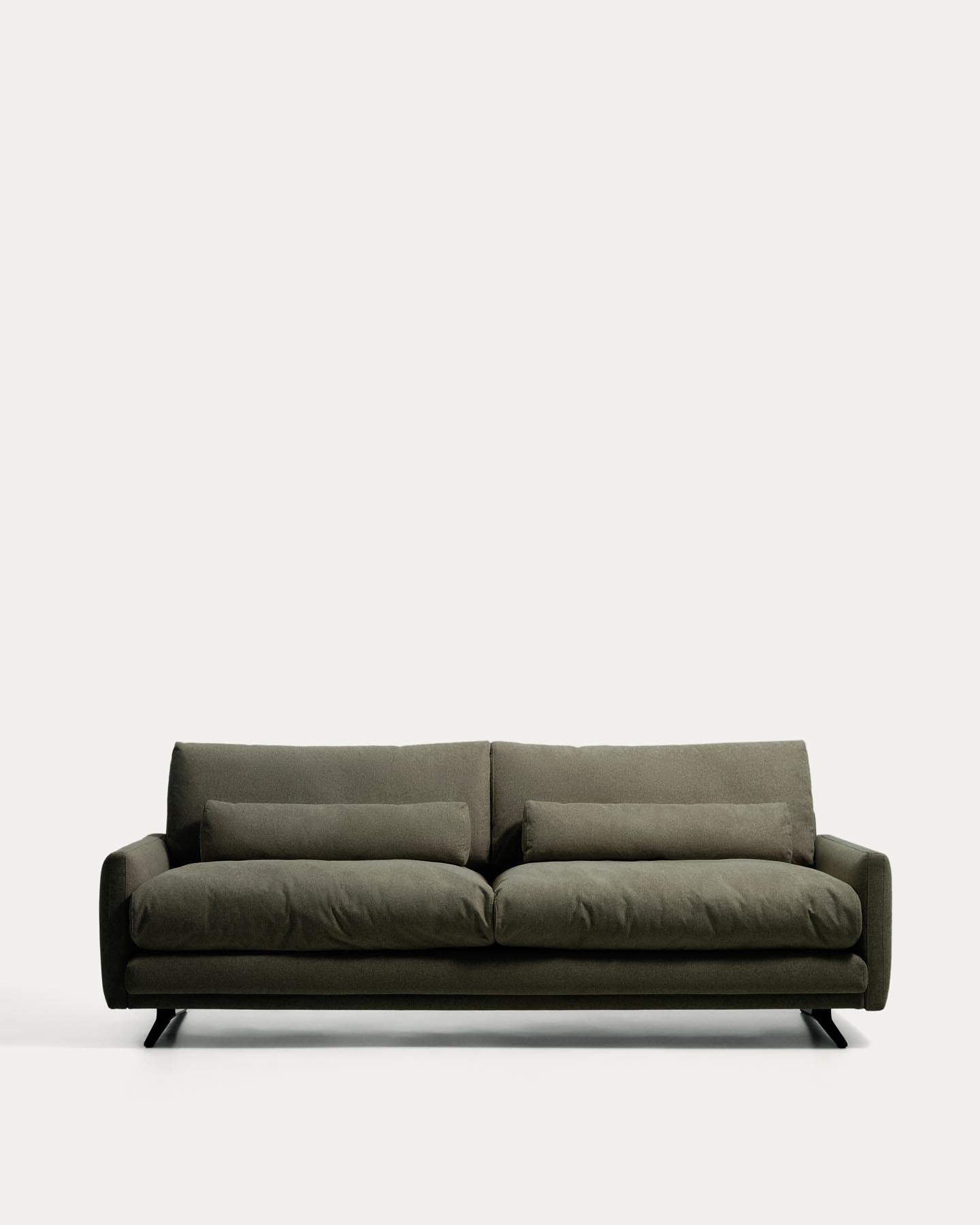 3-Sitzer-Sofa Veliro, schwer entflammbar, in Dunkelgrün mit Stahlbeinen mit schwarzem Finish, 240 cm, FSC Mix Credit in Dunkelgrün präsentiert im Onlineshop von KAQTU Design AG. 3er Sofa ist von Kave Home