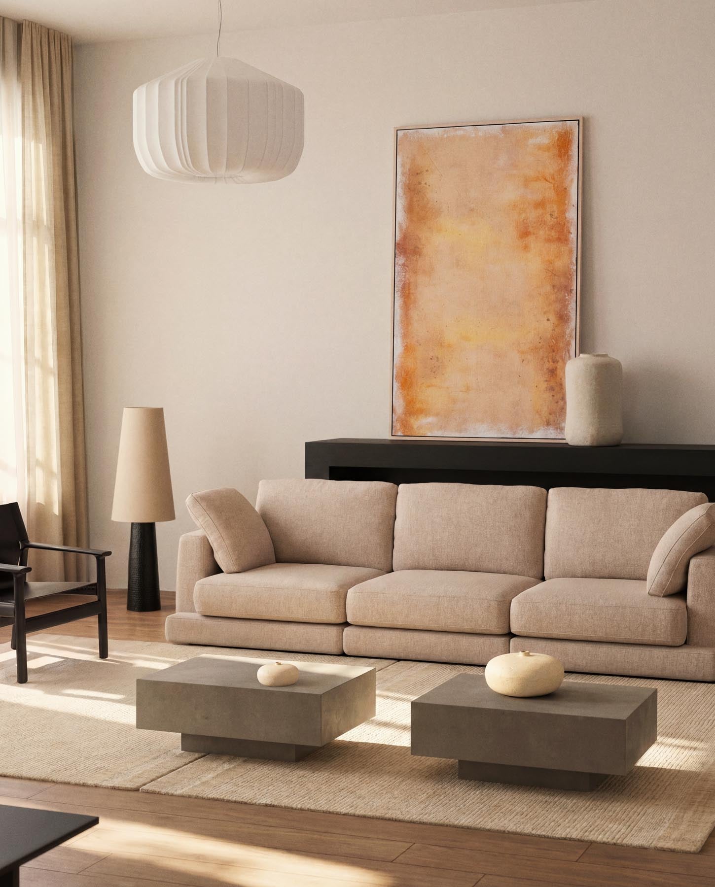 4-Sitzer-Sofa Gala aus beigem Microbouclé, FSC Mix Credit, 300 cm in Beige präsentiert im Onlineshop von KAQTU Design AG. 4er Sofa ist von Kave Home