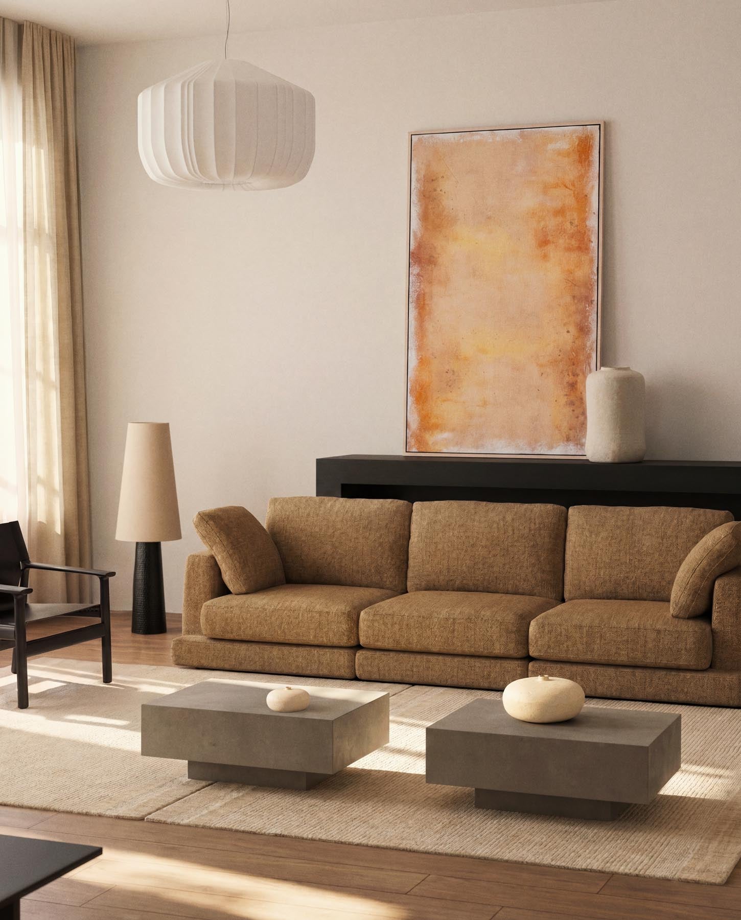 4-Sitzer-Sofa Gala aus senfgelbem Microbouclé, FSC Mix Credit, 300 cm in Senfgelb präsentiert im Onlineshop von KAQTU Design AG. 4er Sofa ist von Kave Home