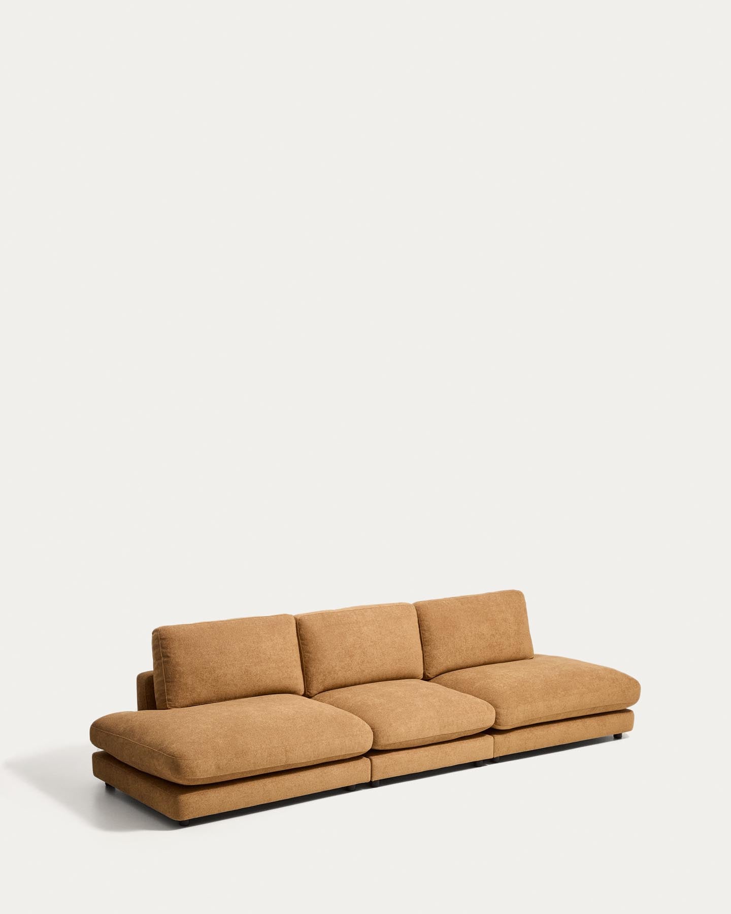 4-Sitzer-Modularsofa Gala aus senfgelbem Microbouclé, FSC Mix Credit, 330 cm in Senfgelb präsentiert im Onlineshop von KAQTU Design AG. 4er Sofa ist von Kave Home