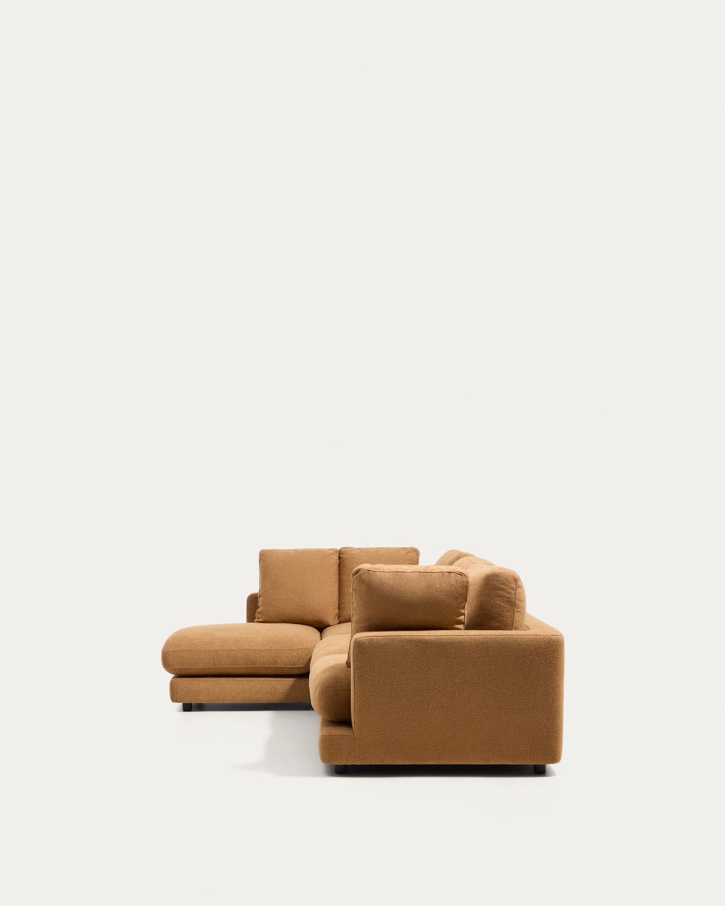 4-Sitzer-Sofa Gala aus Microbouclé mit Chaiselongue links in Senfgelb, FSC Mix Credit, 300 cm in Senfgelb präsentiert im Onlineshop von KAQTU Design AG. L-Sofa links ist von Kave Home